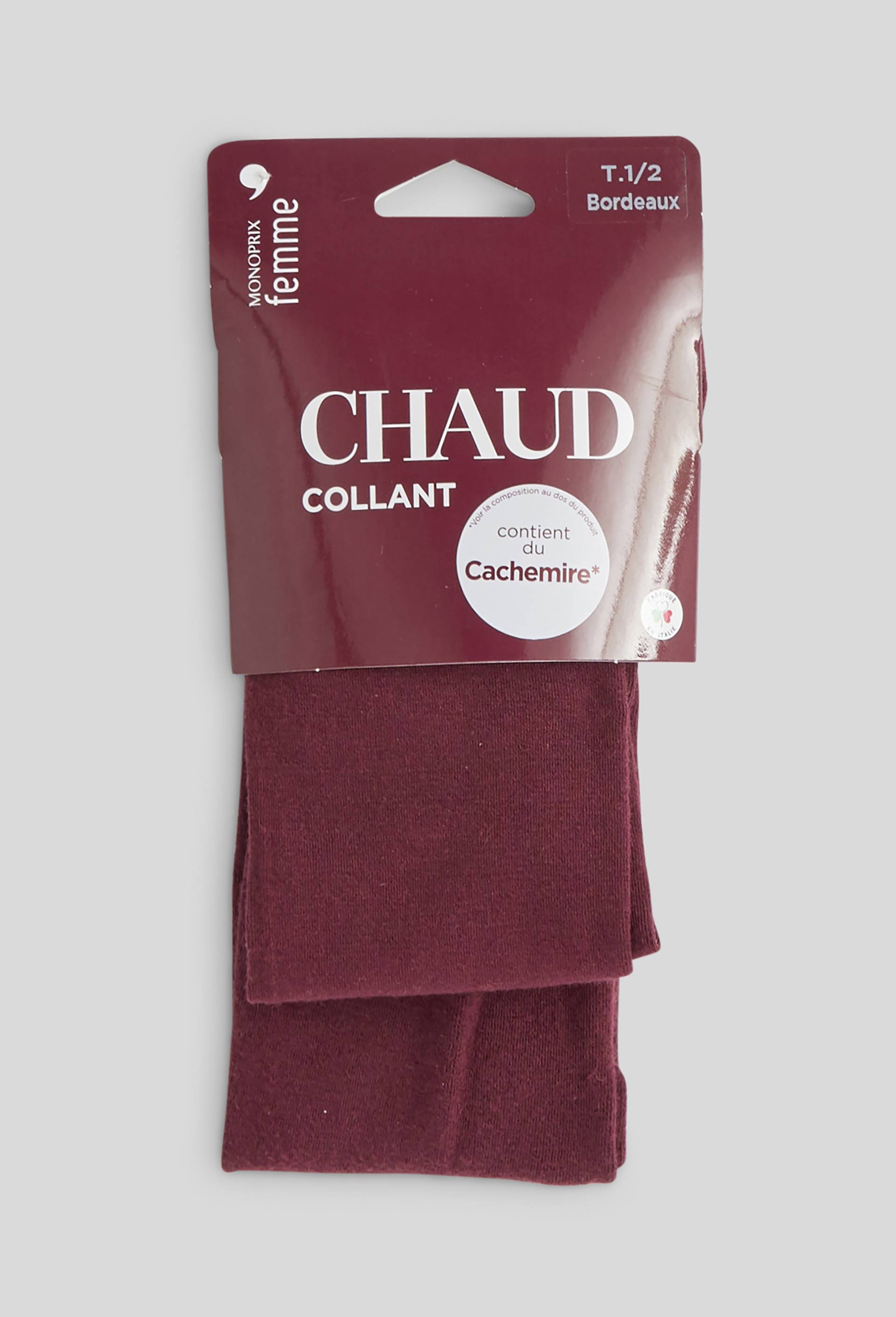 Collant contenant du cachemire CHAUD, Rouge fonc&eacute;, large image number 0
