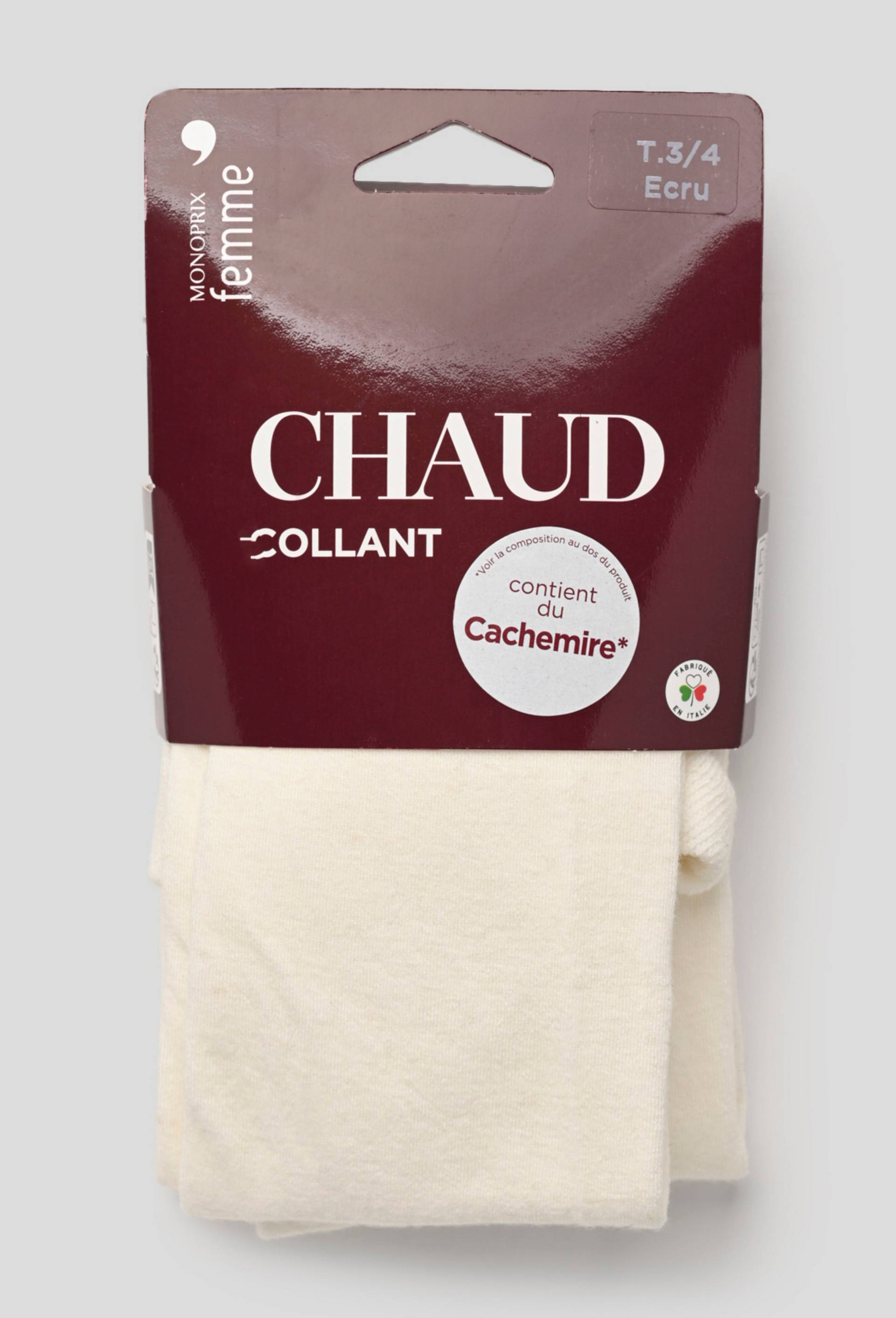 Collant contenant du cachemire CHAUD, Ecru, large image number 0