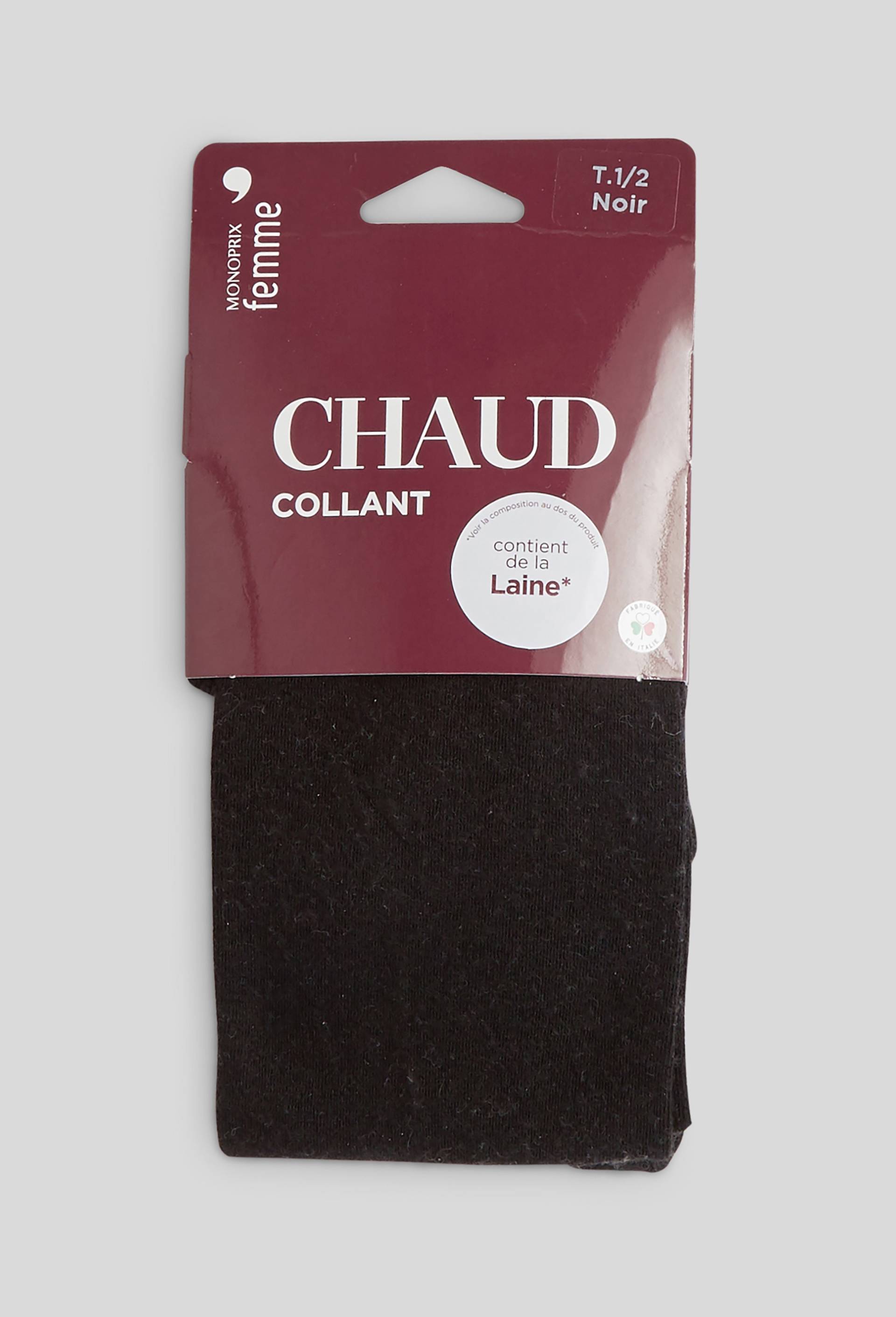 Collant contenant de la laine CHAUD, Noir, large image number 0