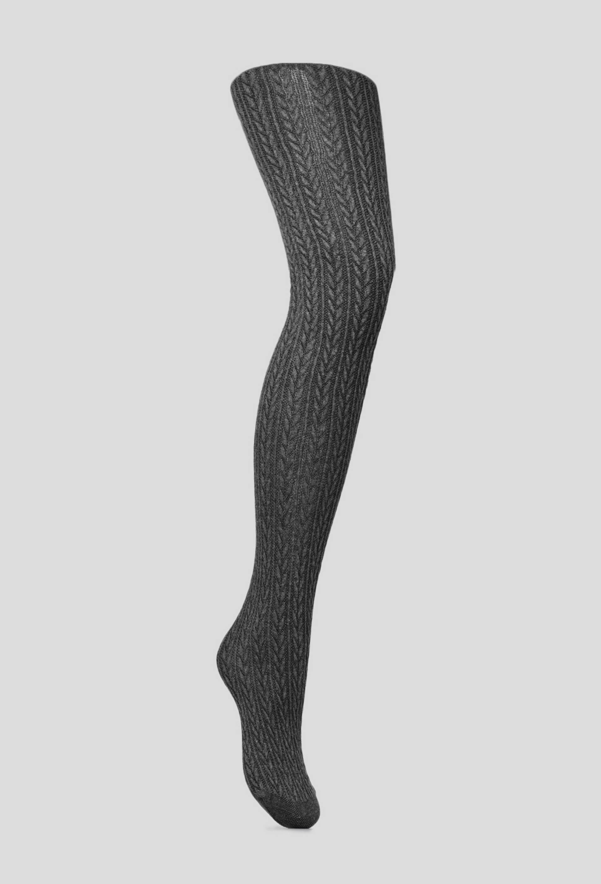 Collant torsade en coton CHAUD, Gris, large image number 1