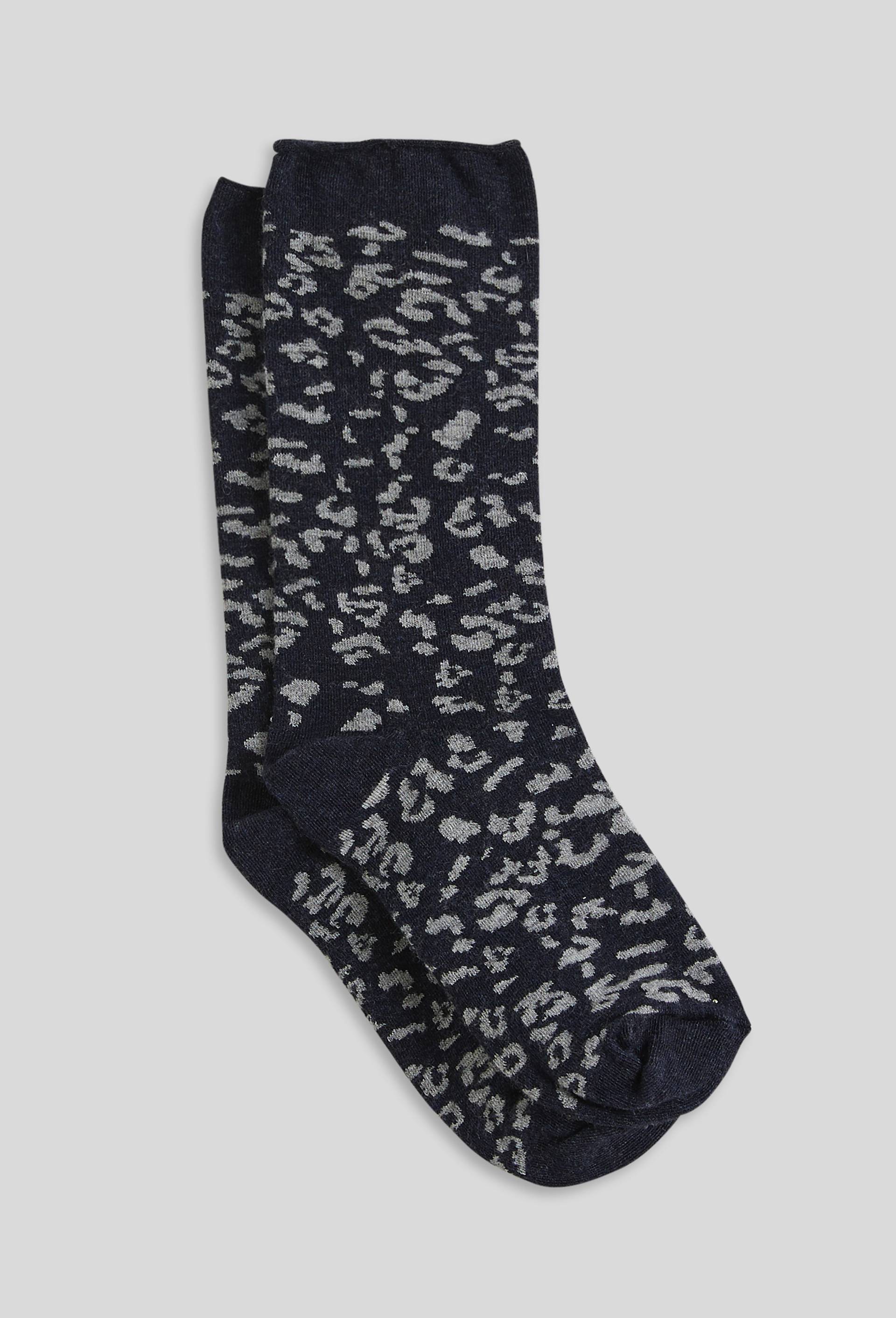 Paire de chaussettes motif animalier contenant du cachemire, Bleu foncé, large image number 0