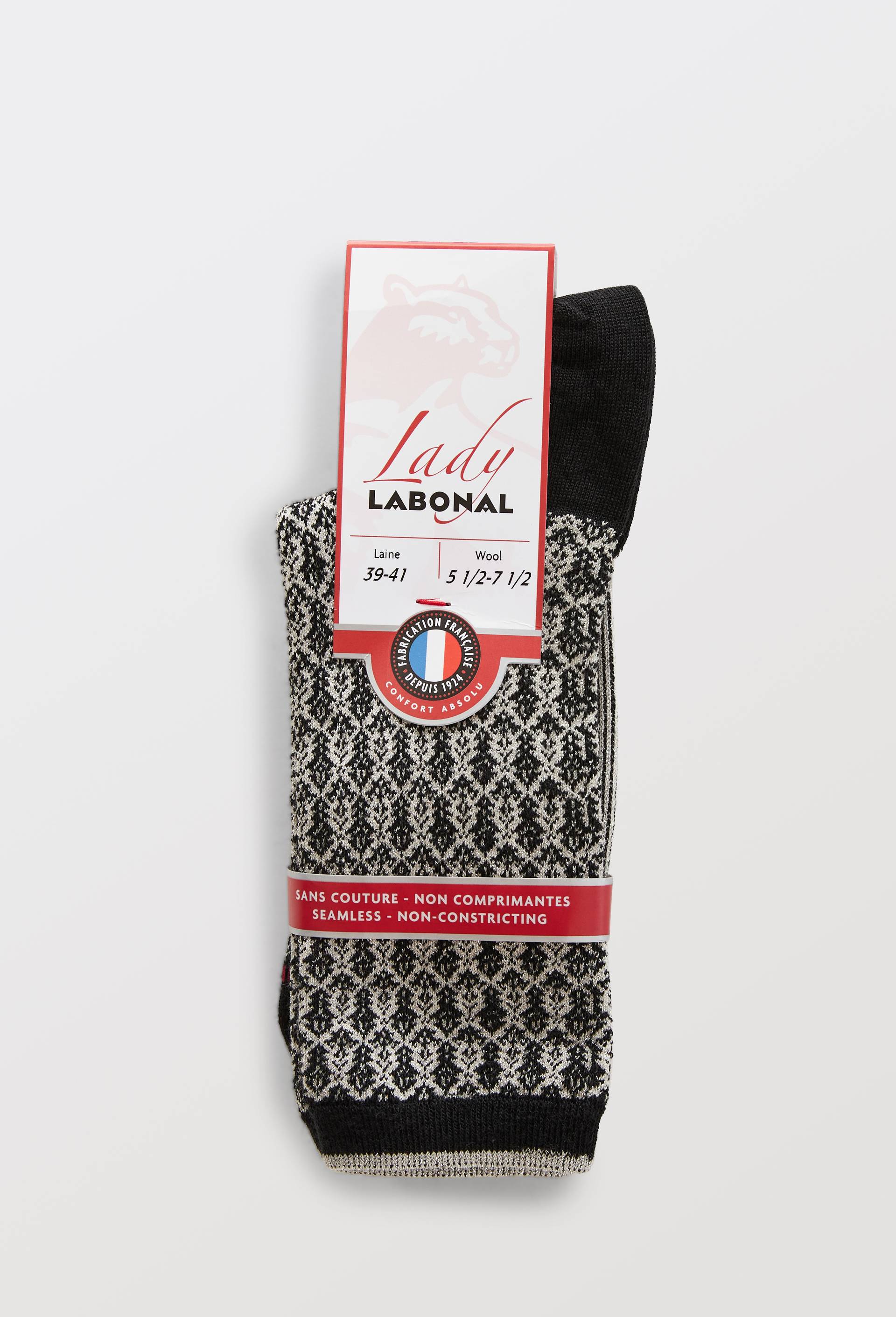 Paire de chaussettes en laine Labonal, Noir, large image number 2.0