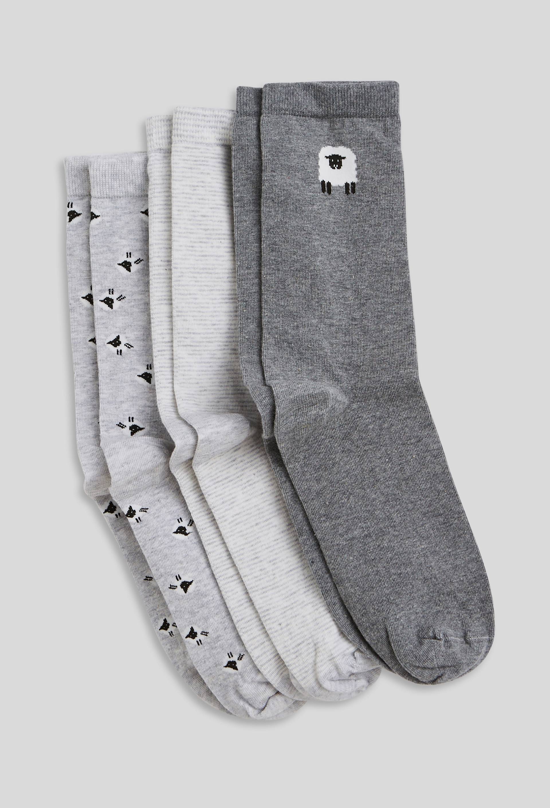 Lot x3 chaussettes imprimées mouton, Gris, large image number 1