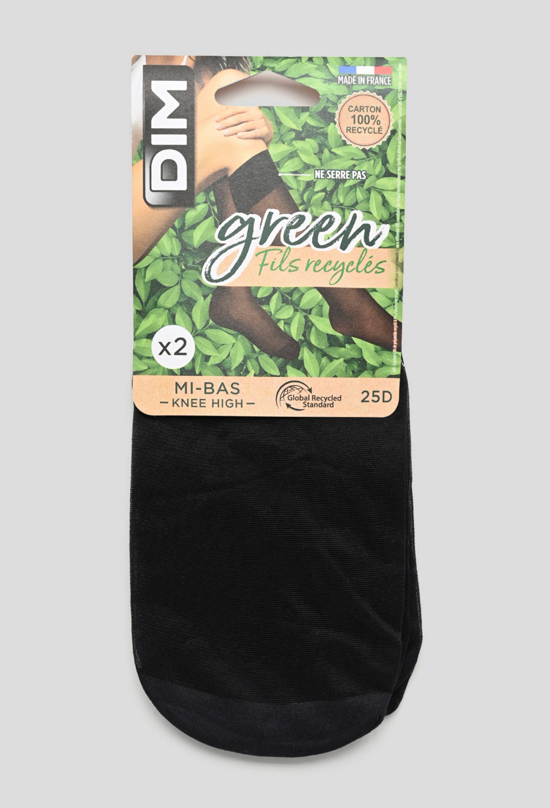 Lot de 2 paires de mi bas GREEN semi opaque DIM, certifié OEKO-TEX, Noir, large image number 0.0