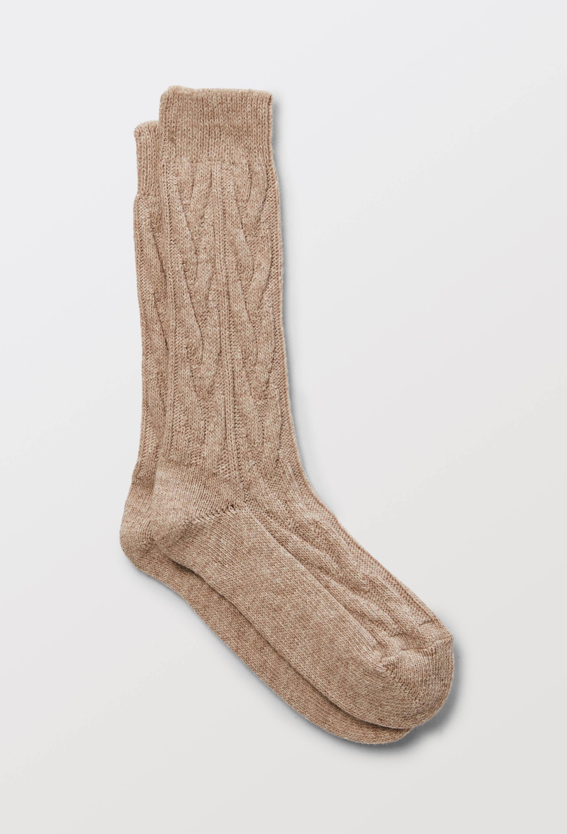 Paire de chaussettes chaudes torsade en coton recyclé, Beige clair, large image number 0