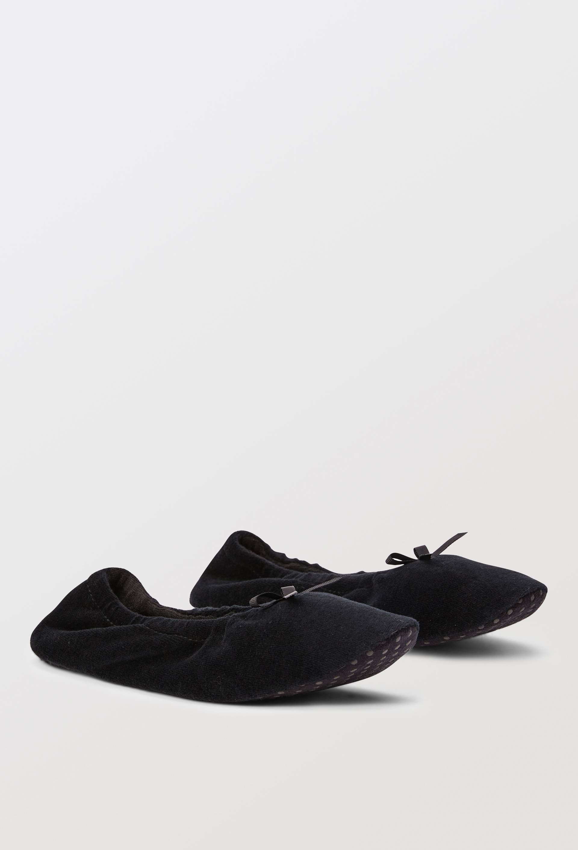 Ballerines unies en velours, Noir, large image number 0