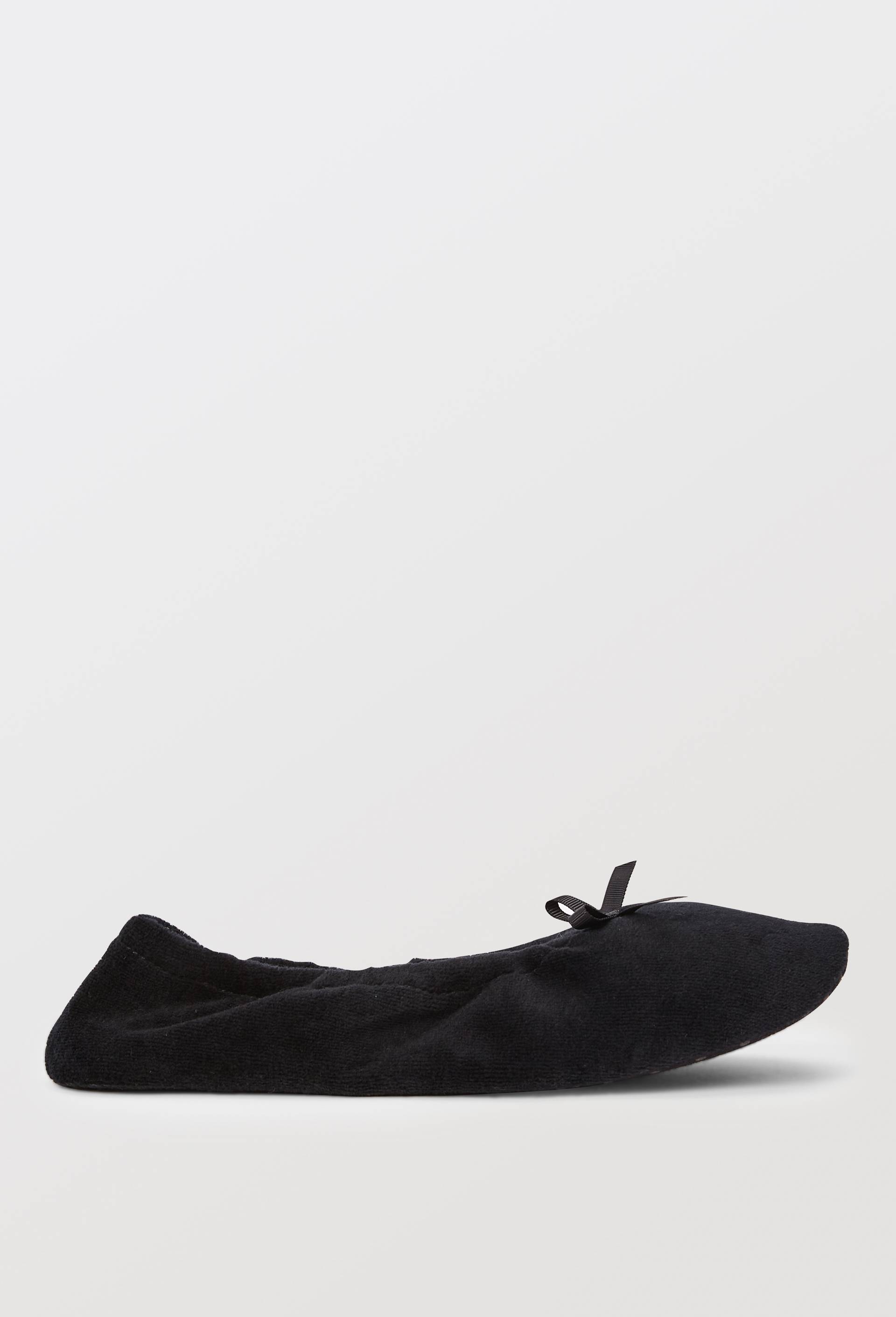 Ballerines unies en velours, Noir, large image number 1