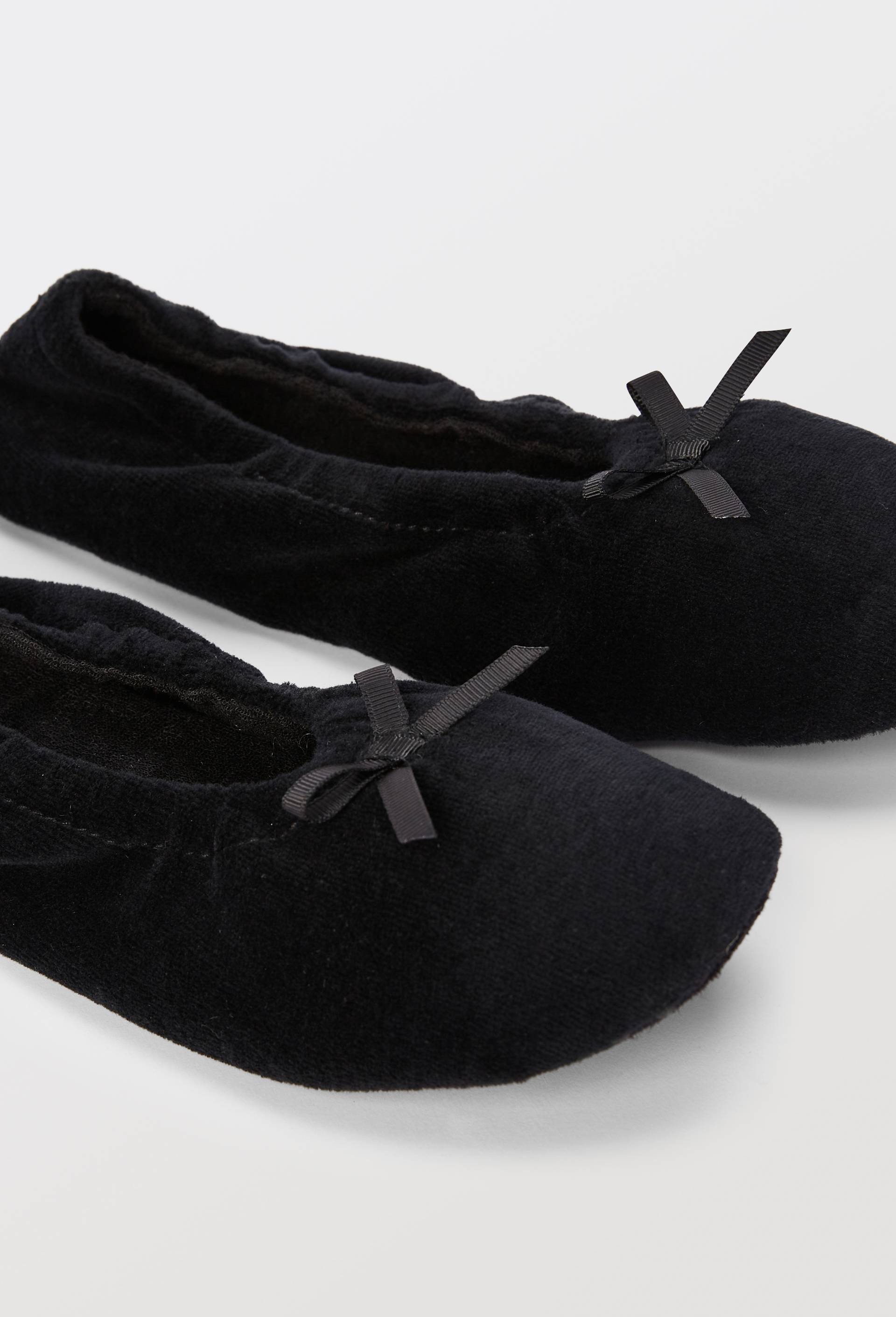Ballerines unies en velours, Noir, large image number 2.0