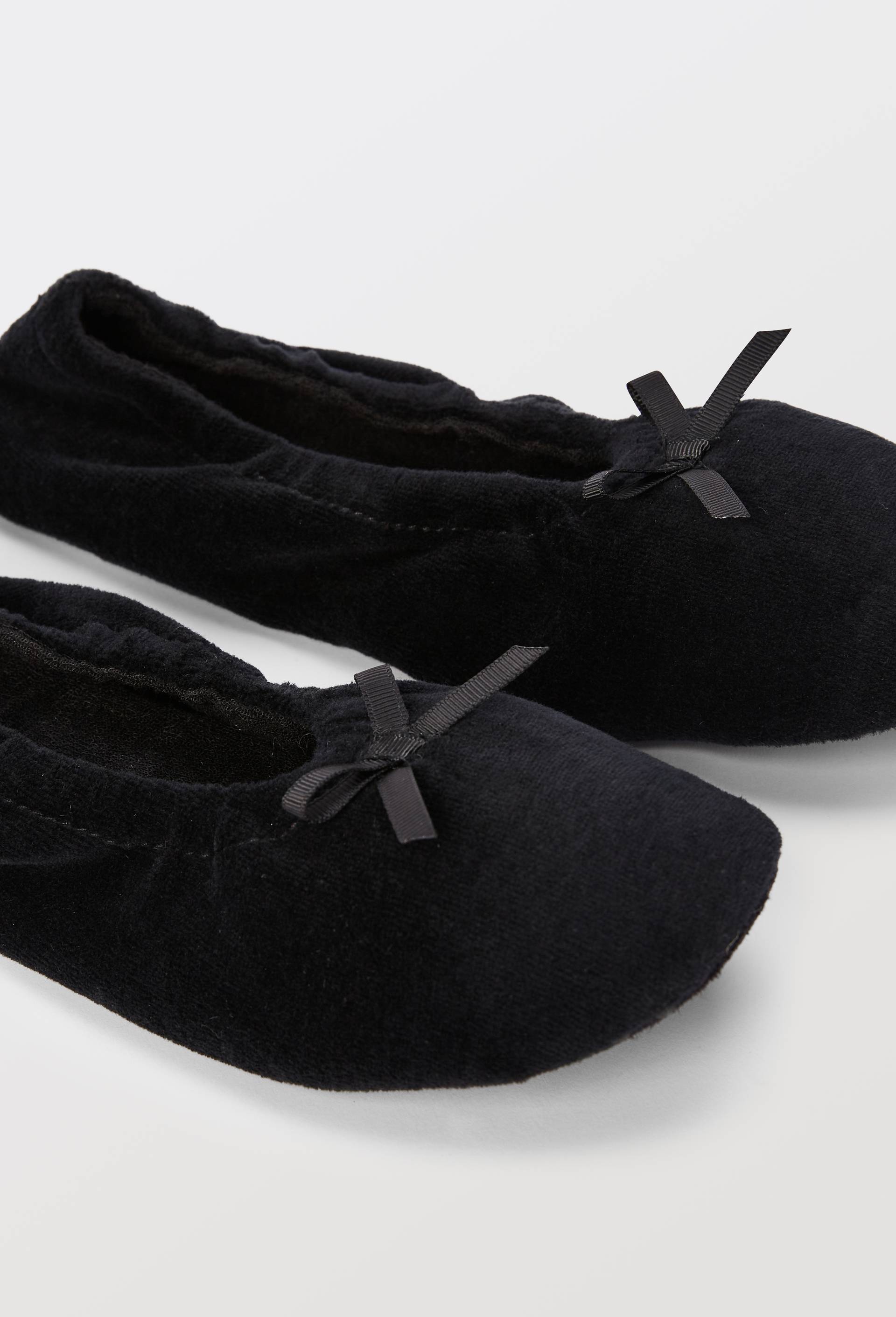 Ballerines unies en velours, Noir, large image number 4