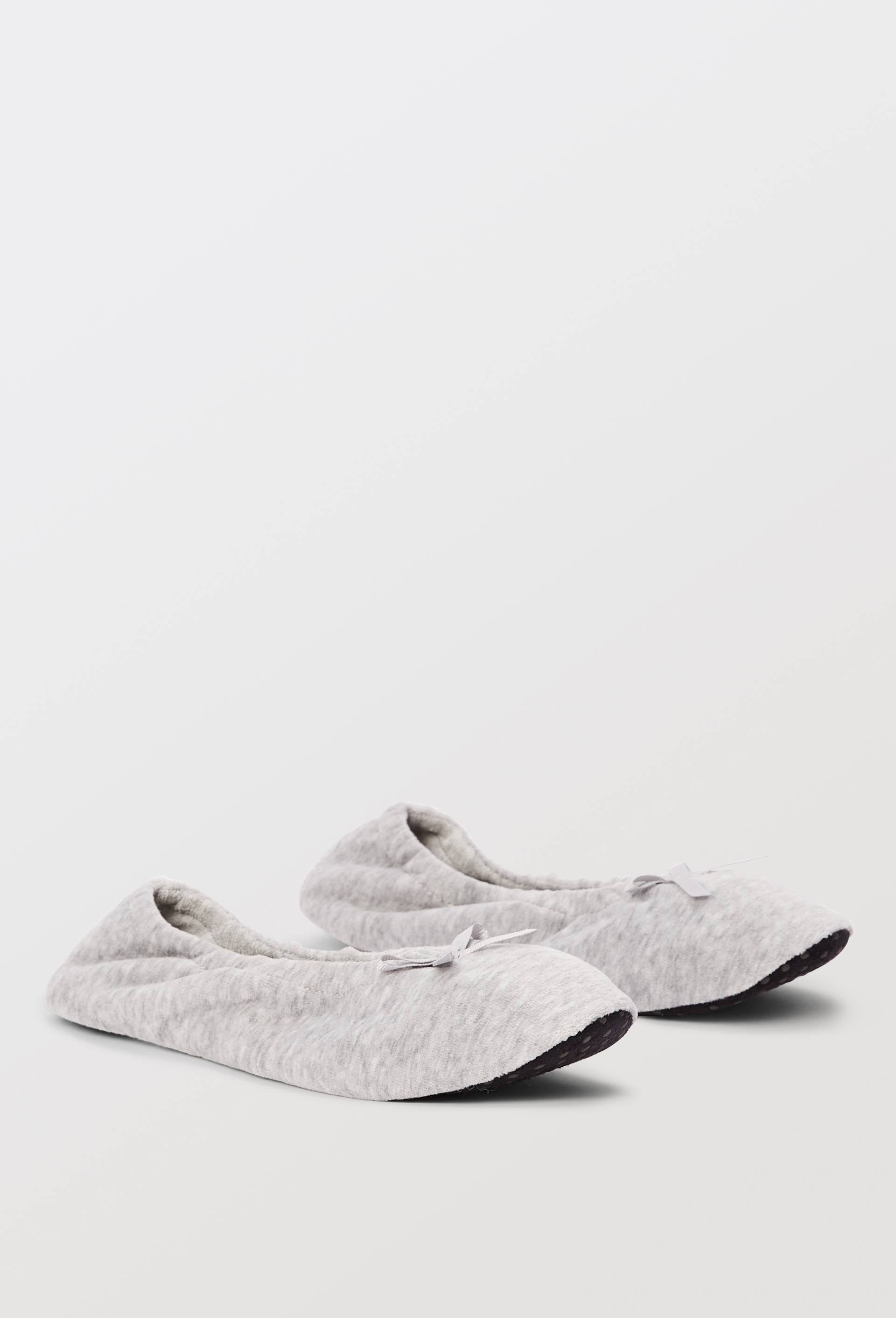 Ballerines unies en velours, Gris, swatch image