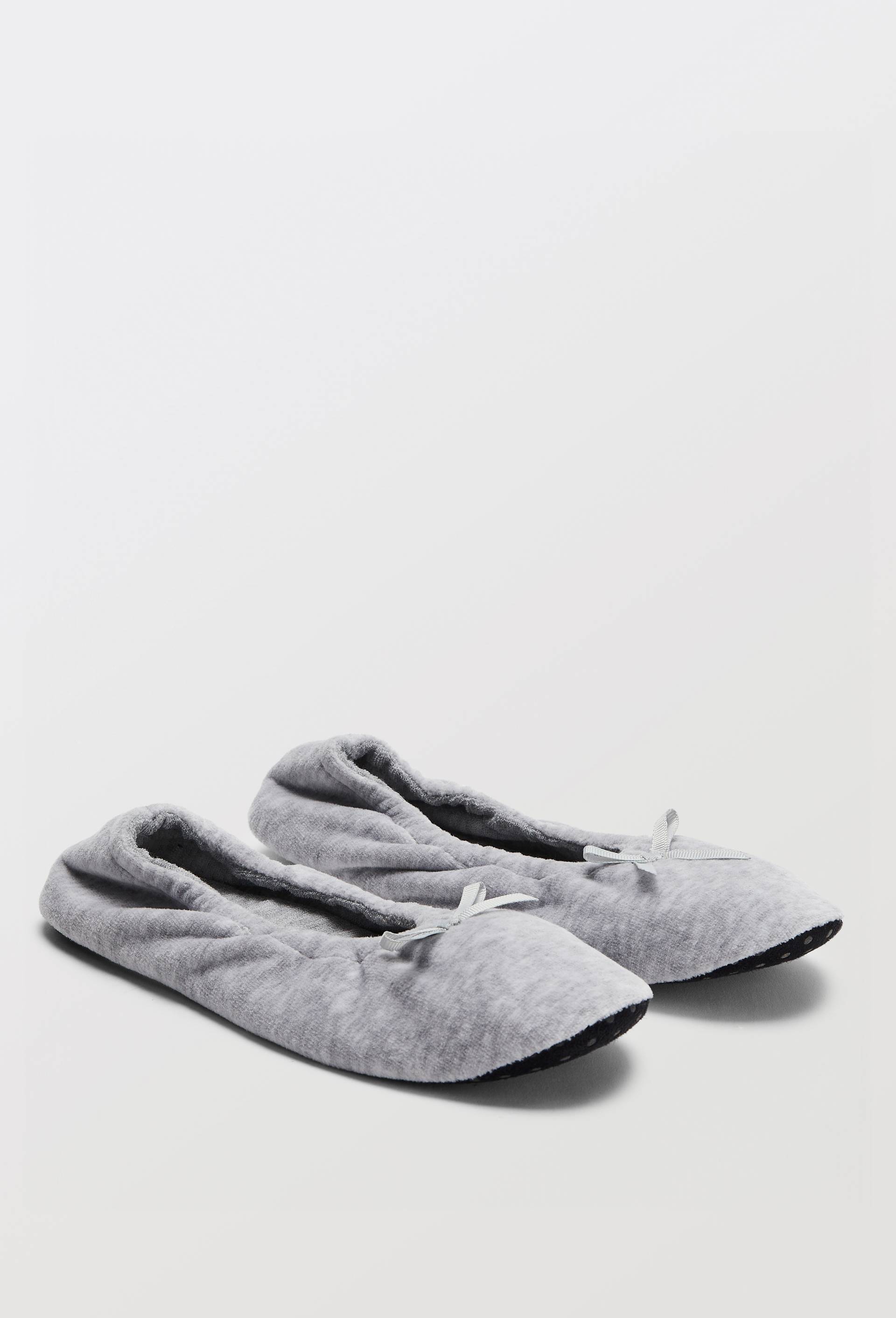 Ballerines unies en velours, Gris, large image number 0