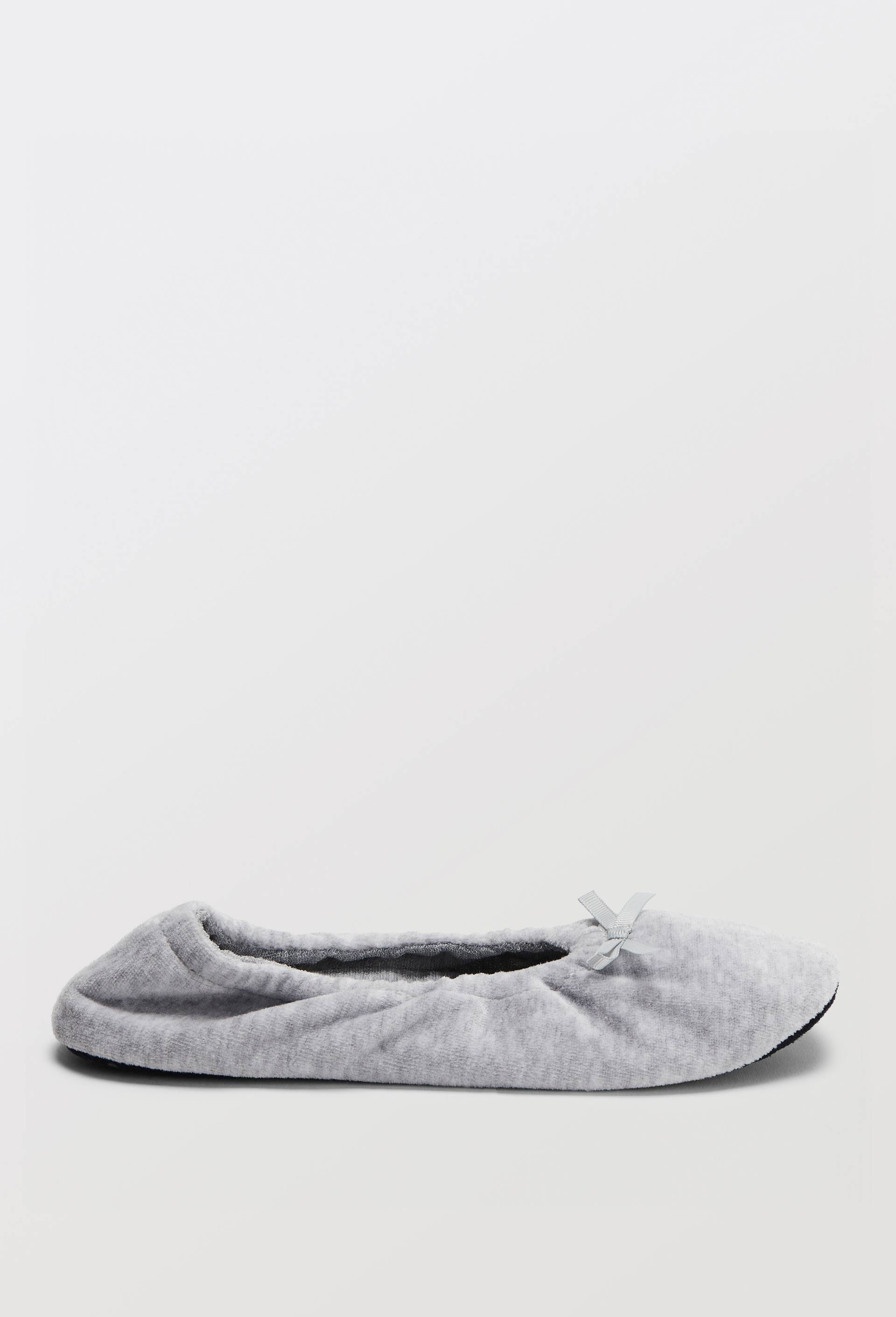 Ballerines unies en velours, Gris, large image number 1