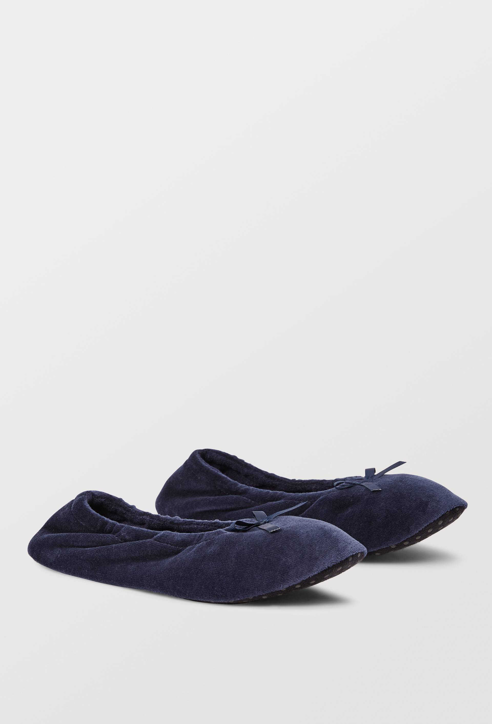 Ballerines unies en velours, Bleu fonc&eacute;, swatch image