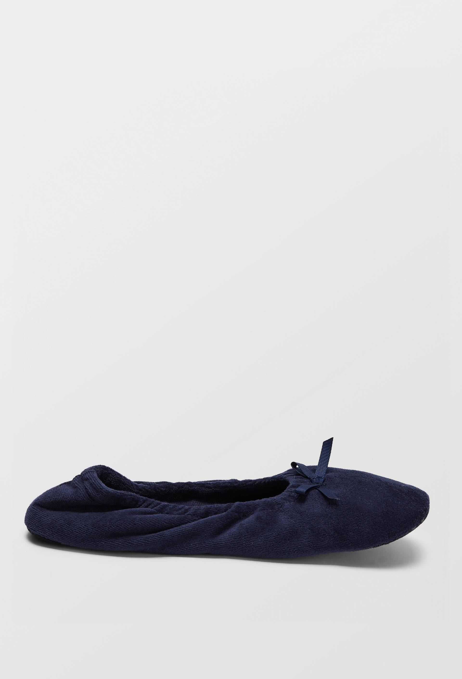 Ballerines unies en velours, Bleu fonc&eacute;, large image number 1