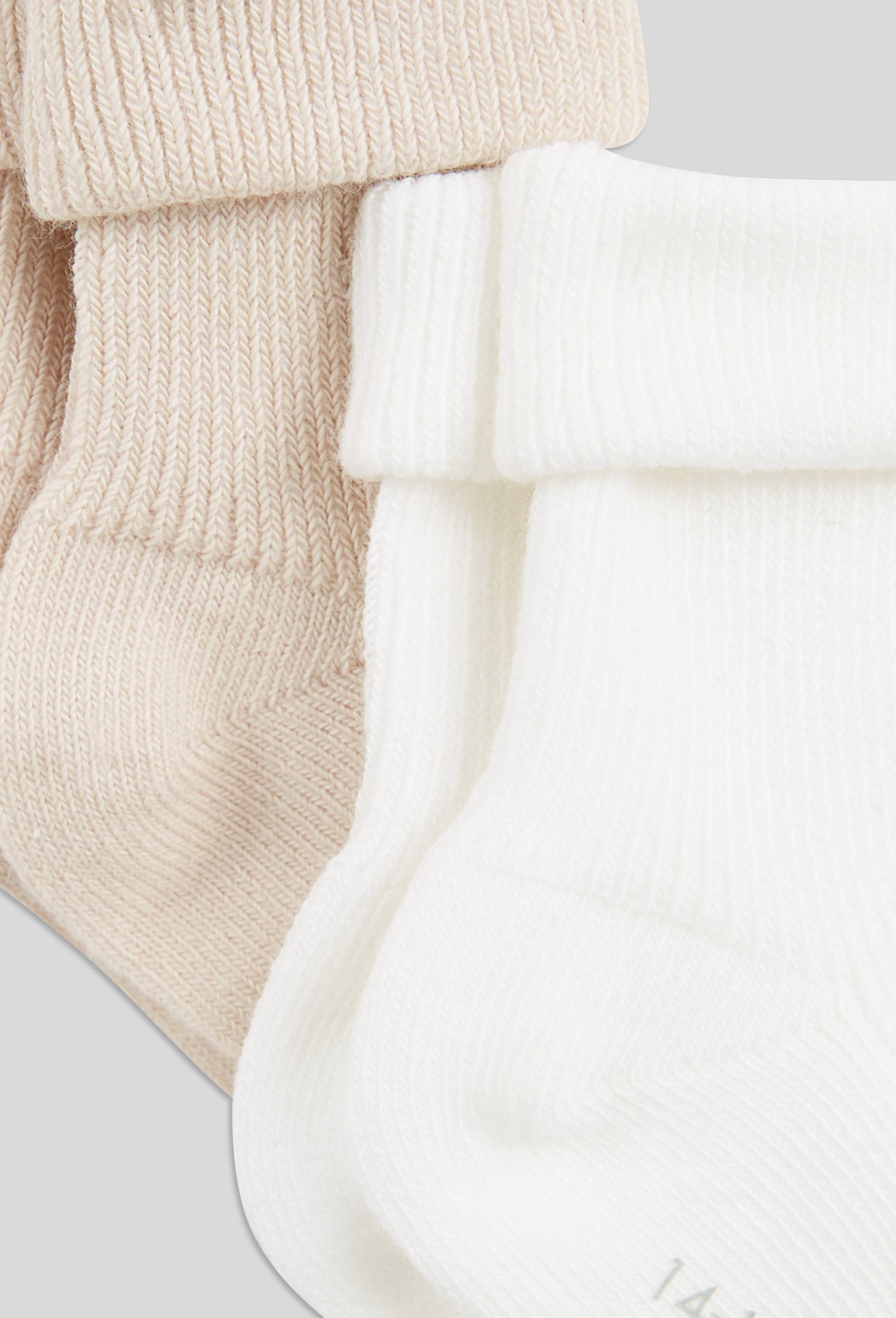 Lot de 2 paires de chaussettes &agrave; revers contenant du coton BIO, Blanc, large image number 1