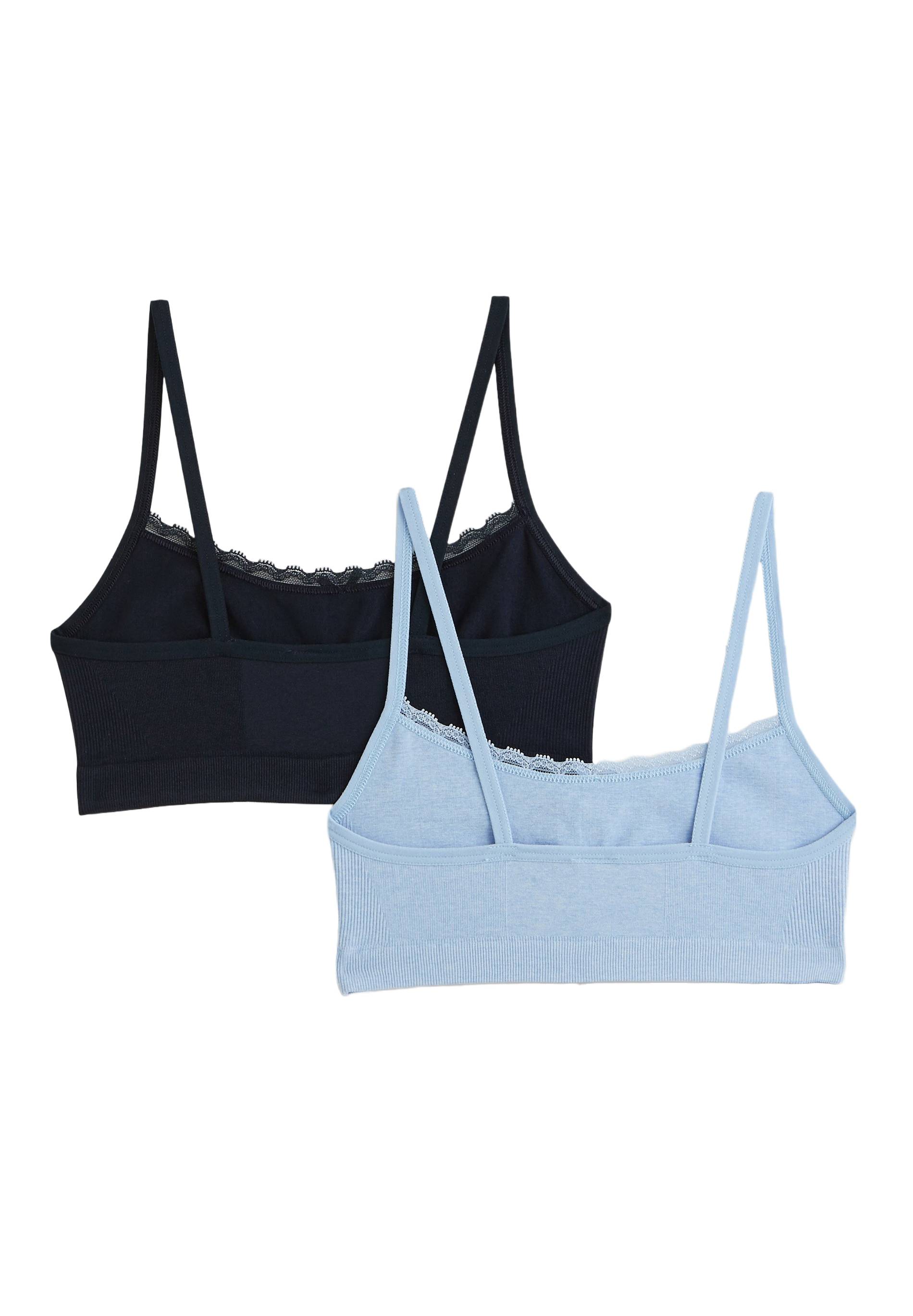 Lot de 2 brassi&egrave;res sans coutures avec dentelle, Bleu fonc&eacute;, large image number 3
