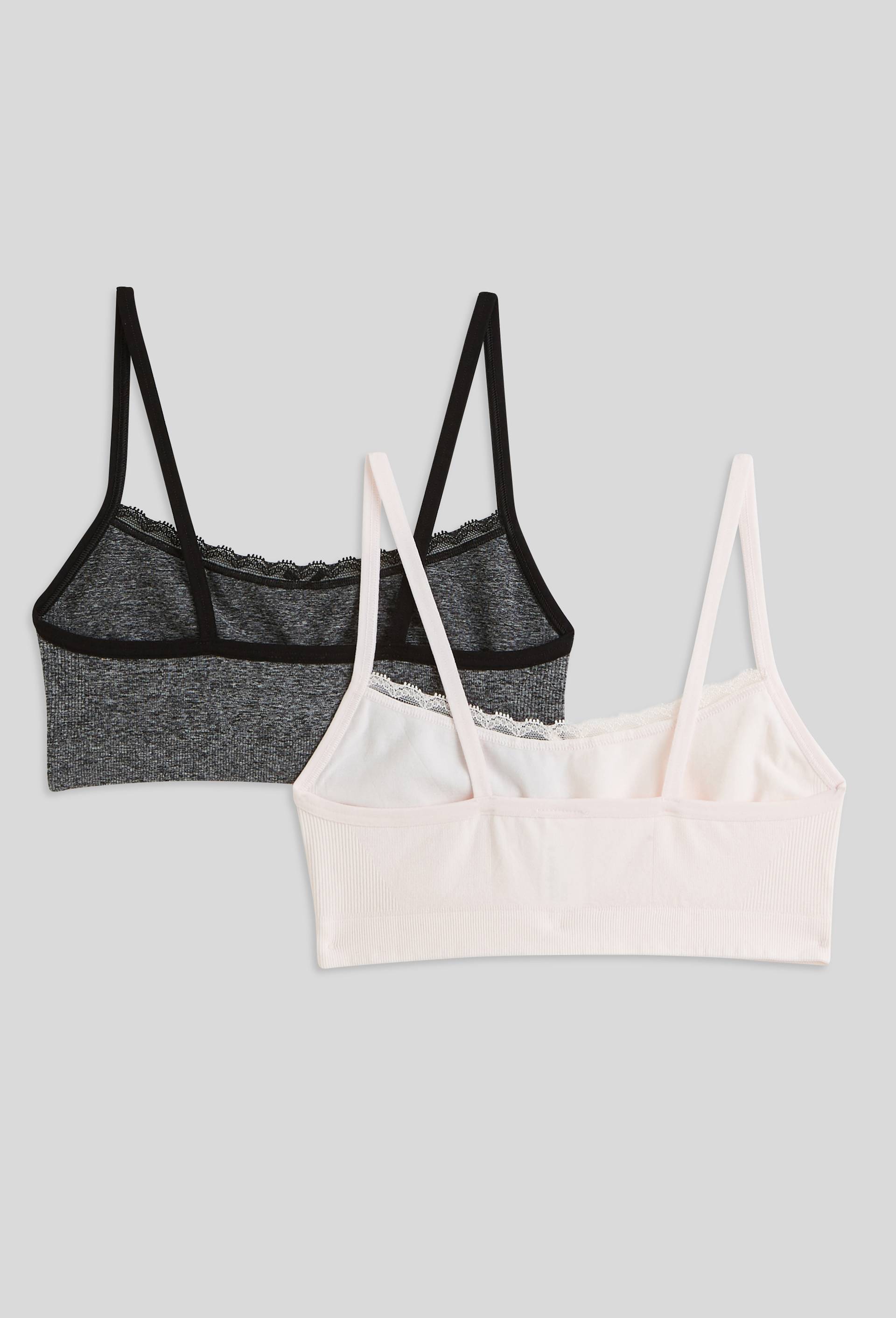 Lot de 2 brassi&egrave;res sans coutures avec dentelle, Gris, large image number 1