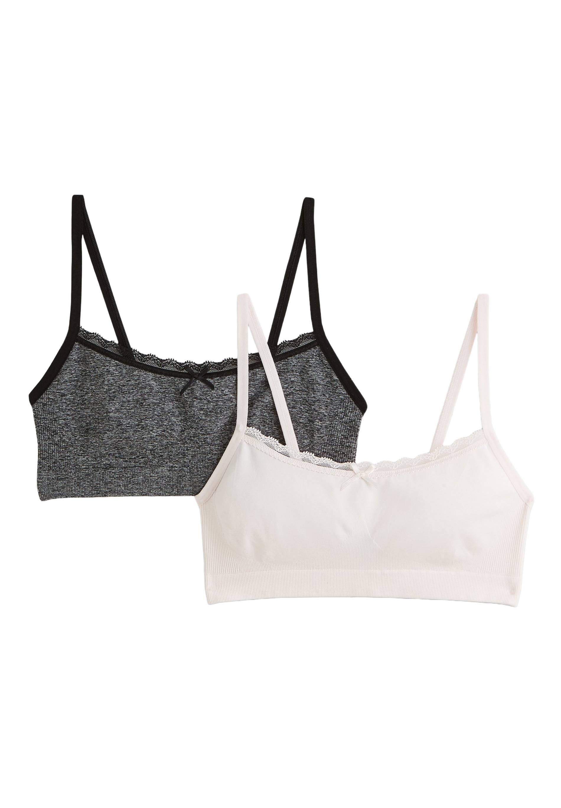 Lot de 2 brassi&egrave;res sans coutures avec dentelle, Gris, large image number 2