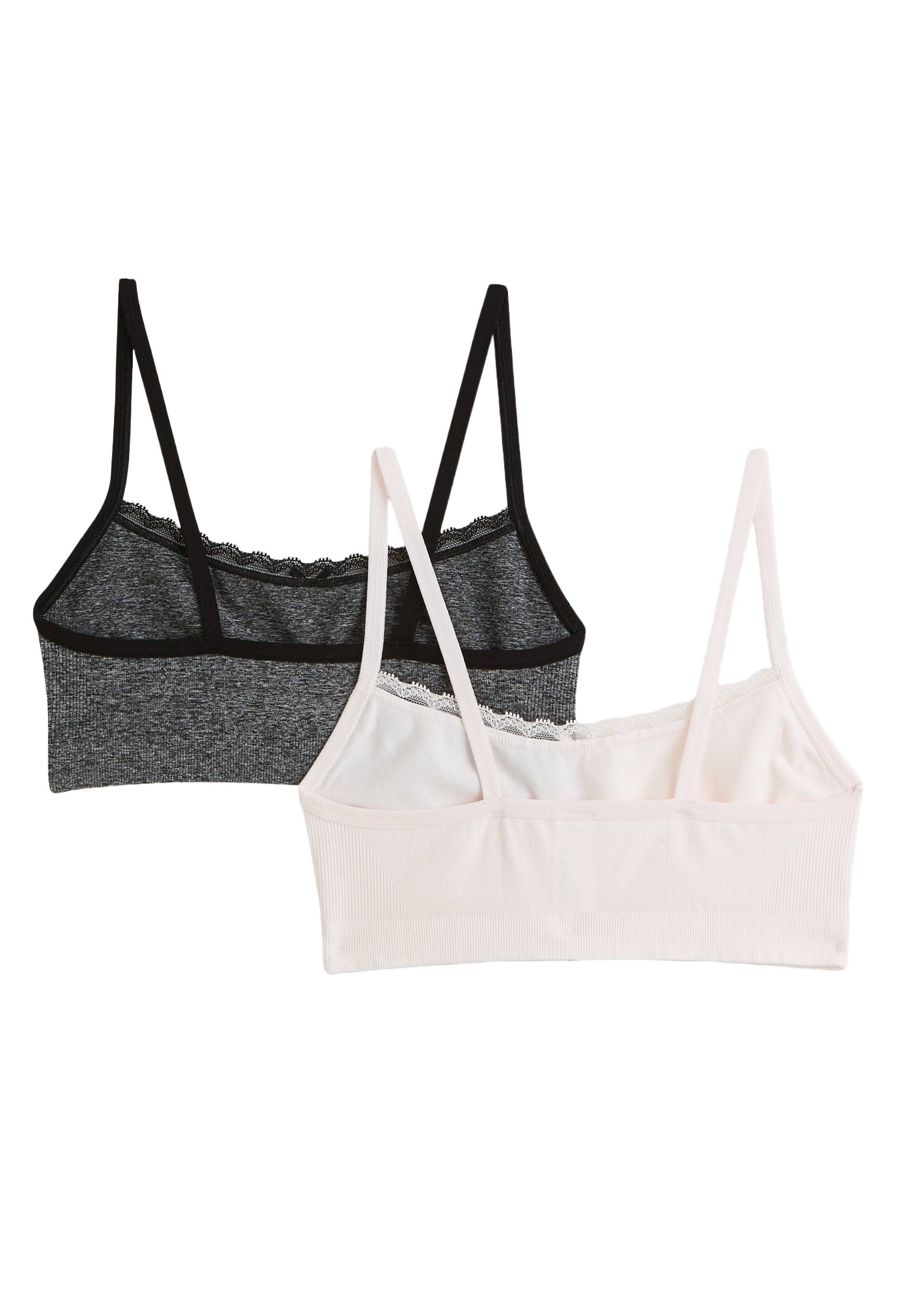 Lot de 2 brassi&egrave;res sans coutures avec dentelle, Gris, large image number 3