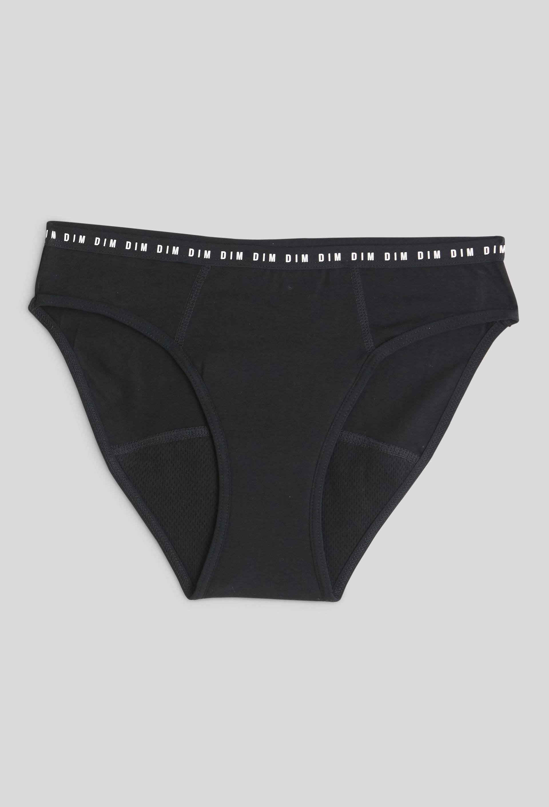 Culotte menstruelle flux l&eacute;ger DIM PROTECT en coton BIO, Noir, large image number 0