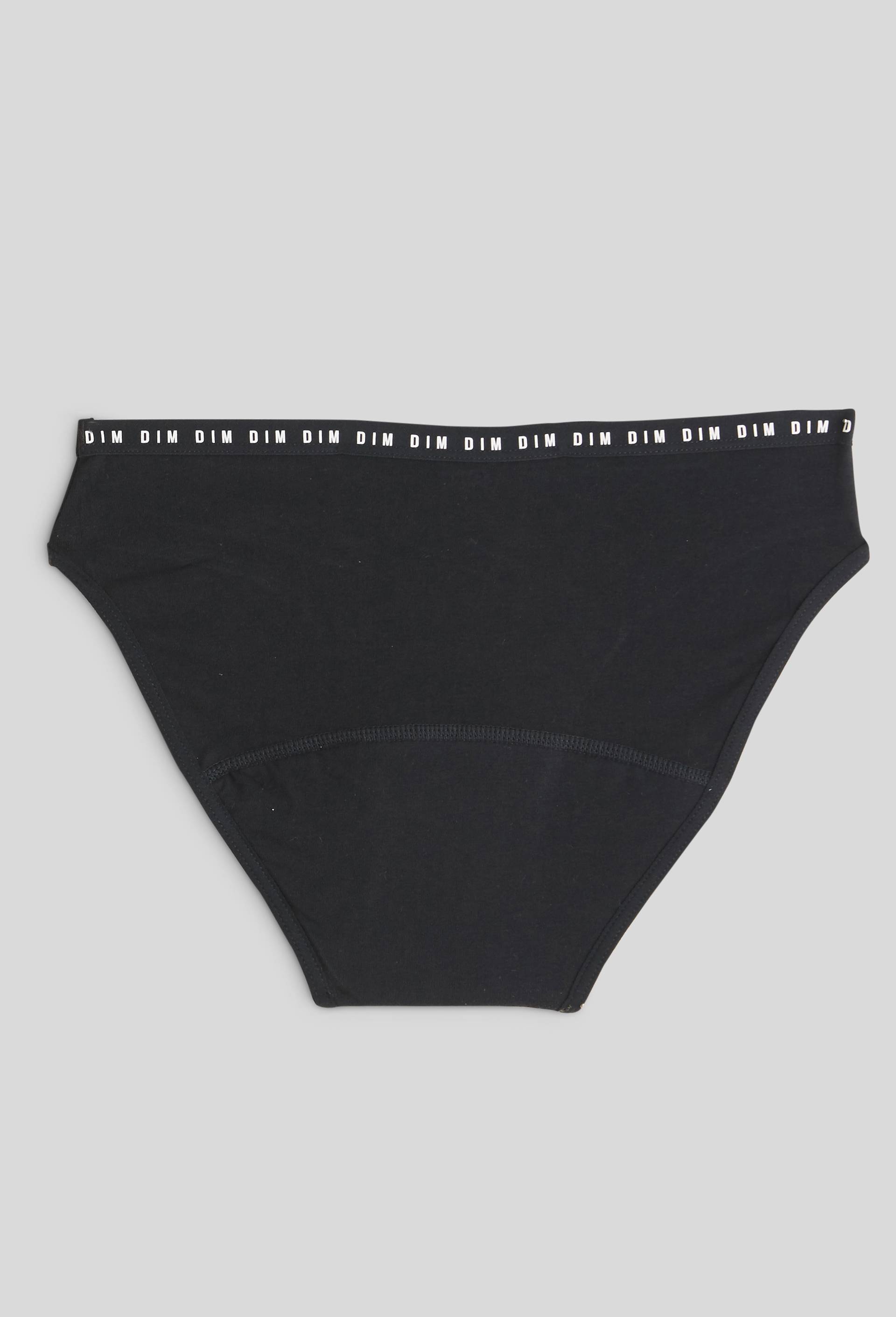 Culotte menstruelle flux l&eacute;ger DIM PROTECT en coton BIO, Noir, large image number 1