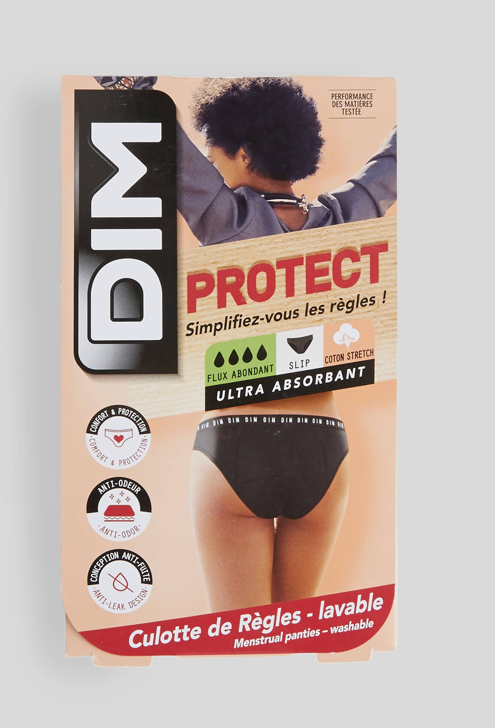Culotte menstruelle flux abondant DIM PROTECT, Noir, large image number 2