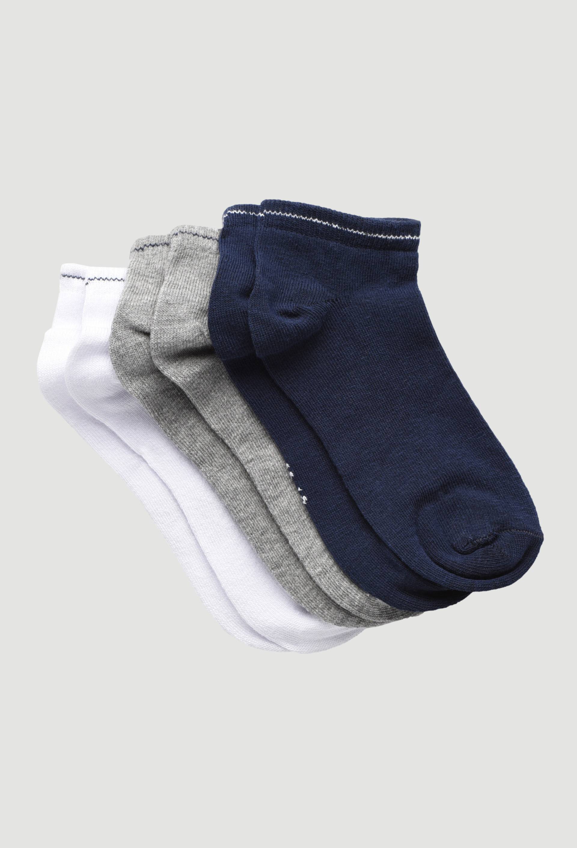Lot de 3 paires de soquettes unies contenant du coton BIO GOTS, Bleu fonc&eacute;, large image number 0