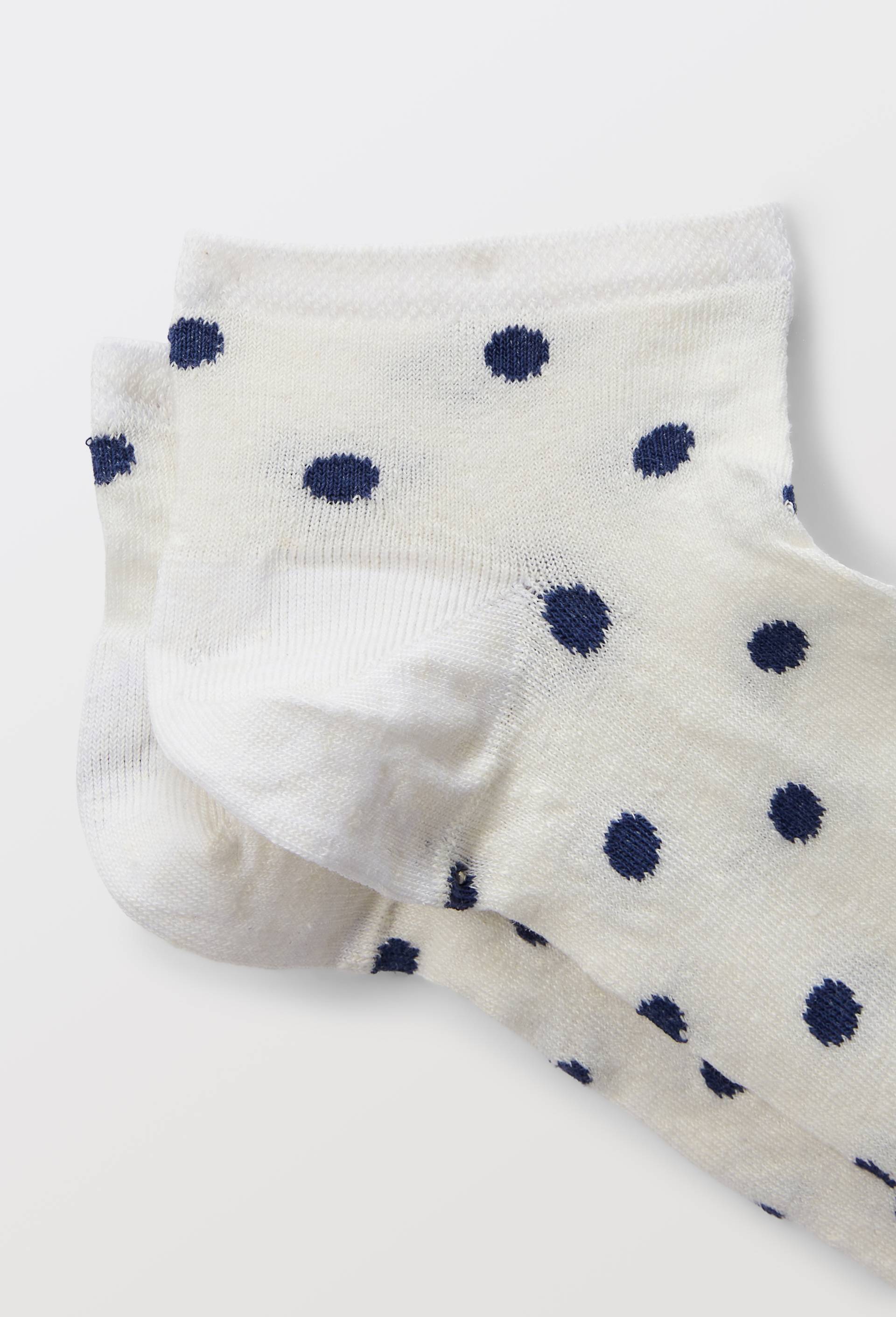 Paire de mini-socquettes &agrave; pois en lin Labonal, Blanc, large image number 1