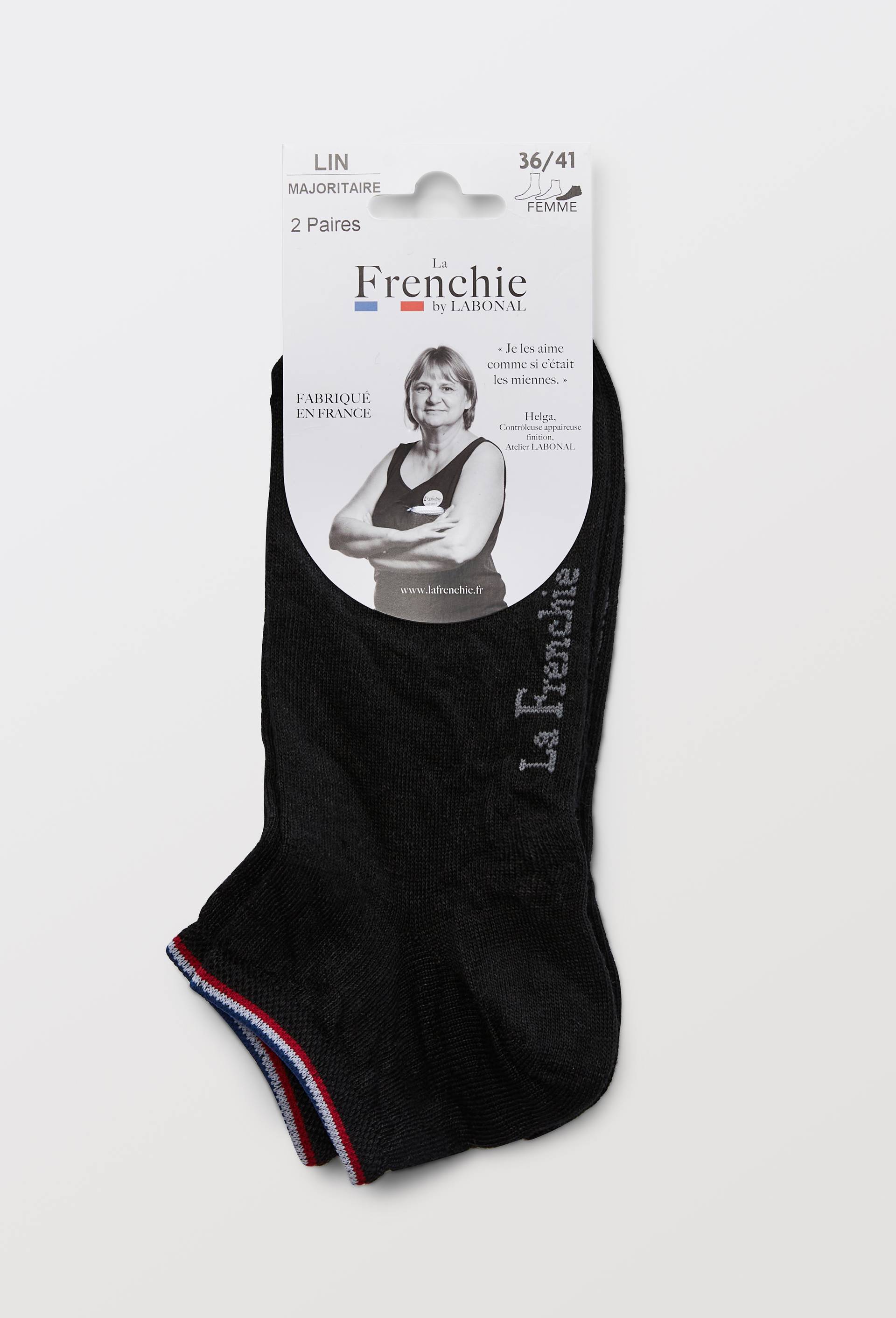 Lot de 2 paires de socquettes en lin La Frenchie, Noir, large image number 2