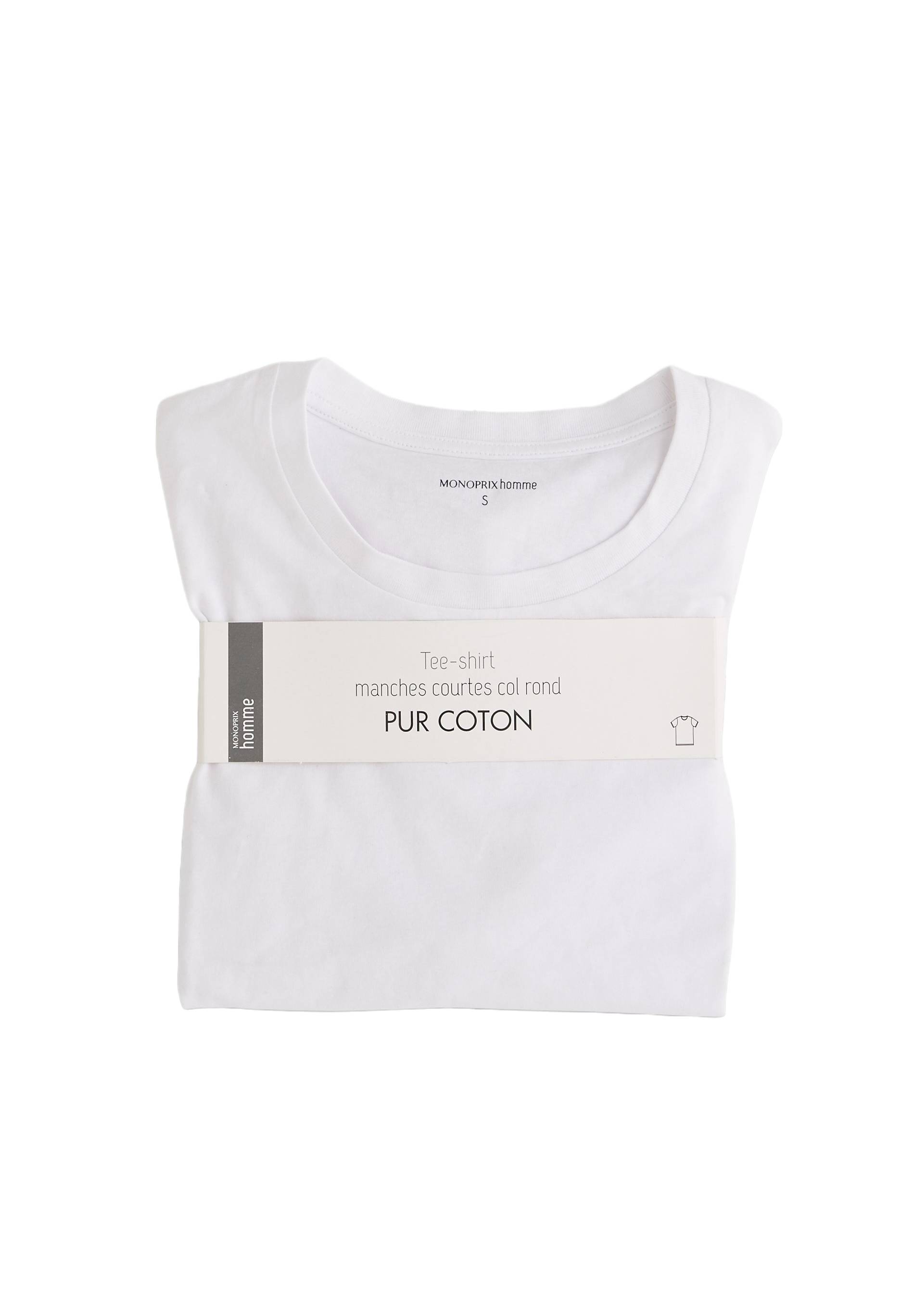 Lot de 2 t-shirts col rond en coton BIO GOTS, Blanc, large image number 3