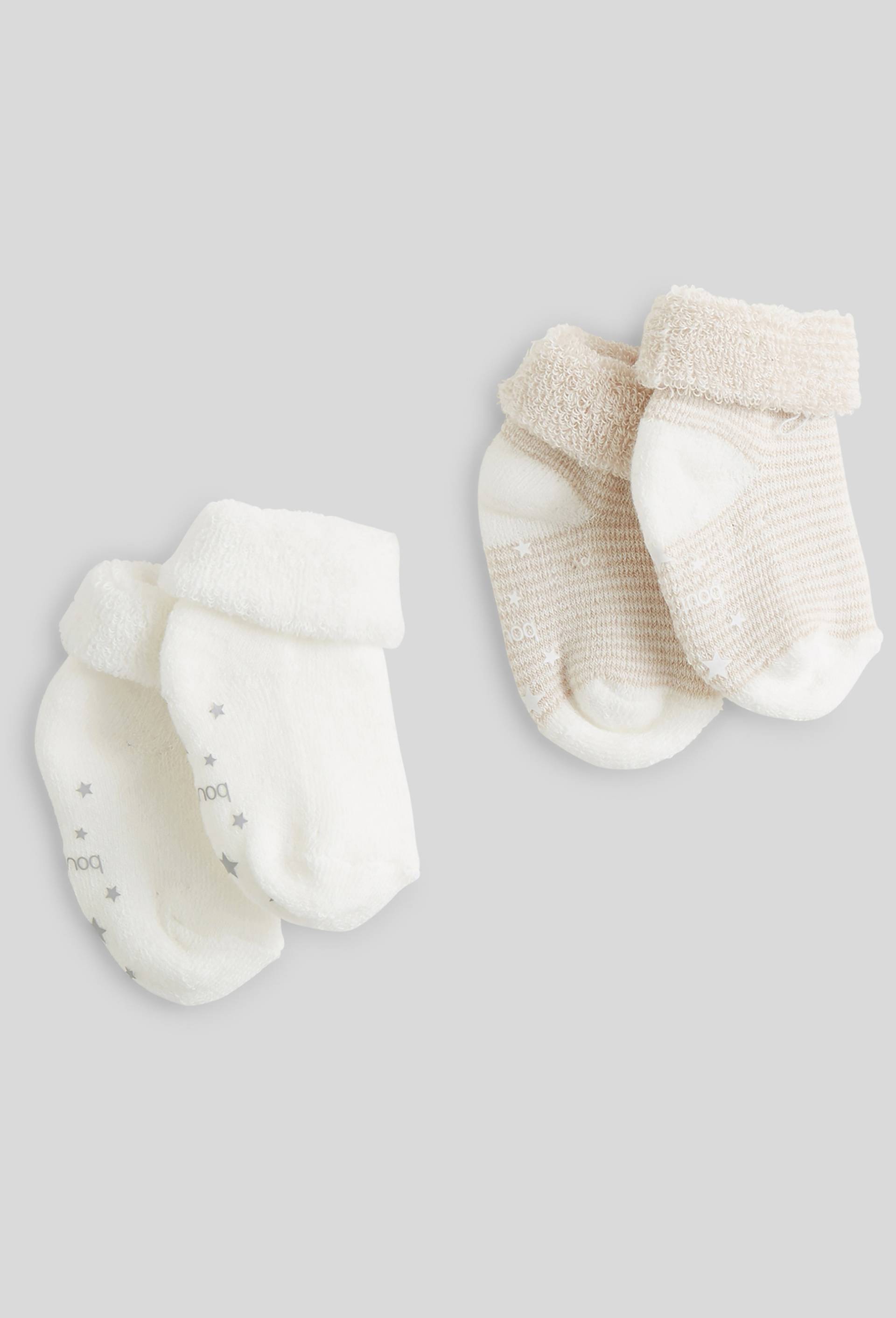 Lot de 2 paires de chaussettes bouclettes contenant du coton BIO, Brun clair, large image number 0