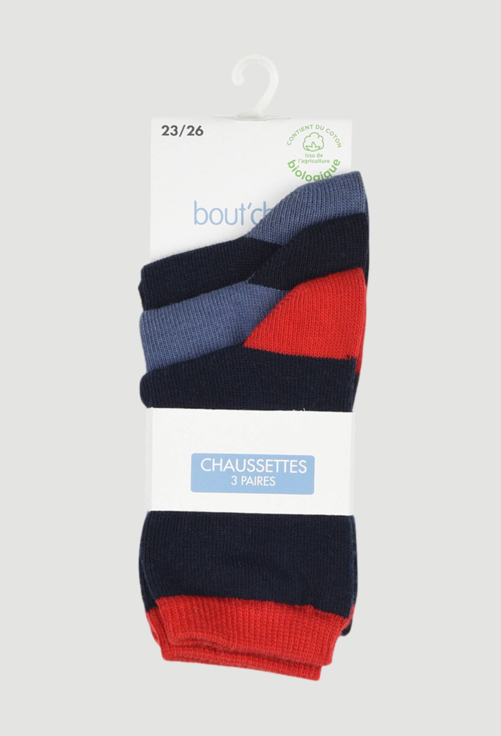 Lot de 3 paires de chaussettes contenant du coton BIO, Bleu foncé, large image number 0