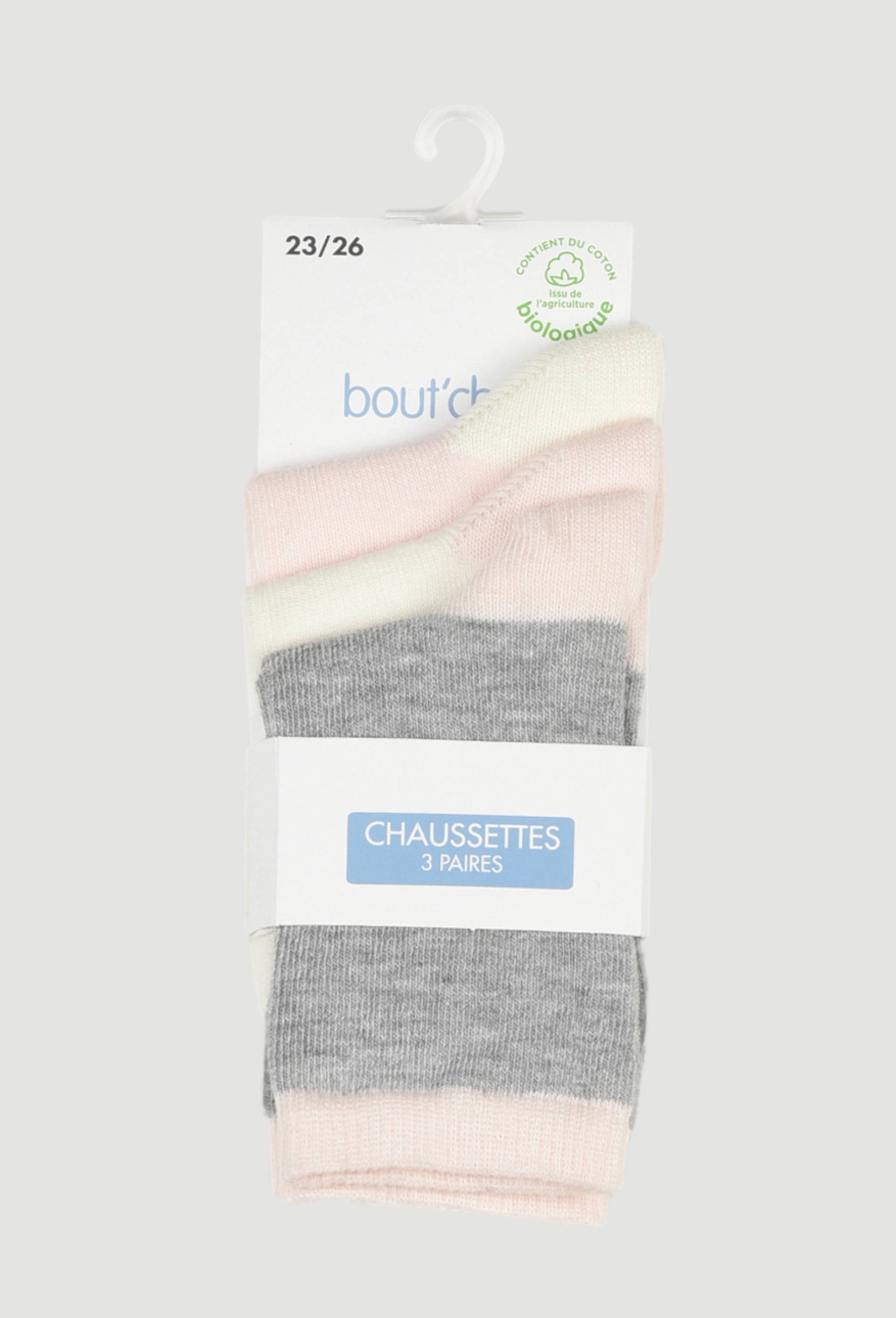 Lot de 3 paires de chaussettes en coton BIO, Rose, large image number 0