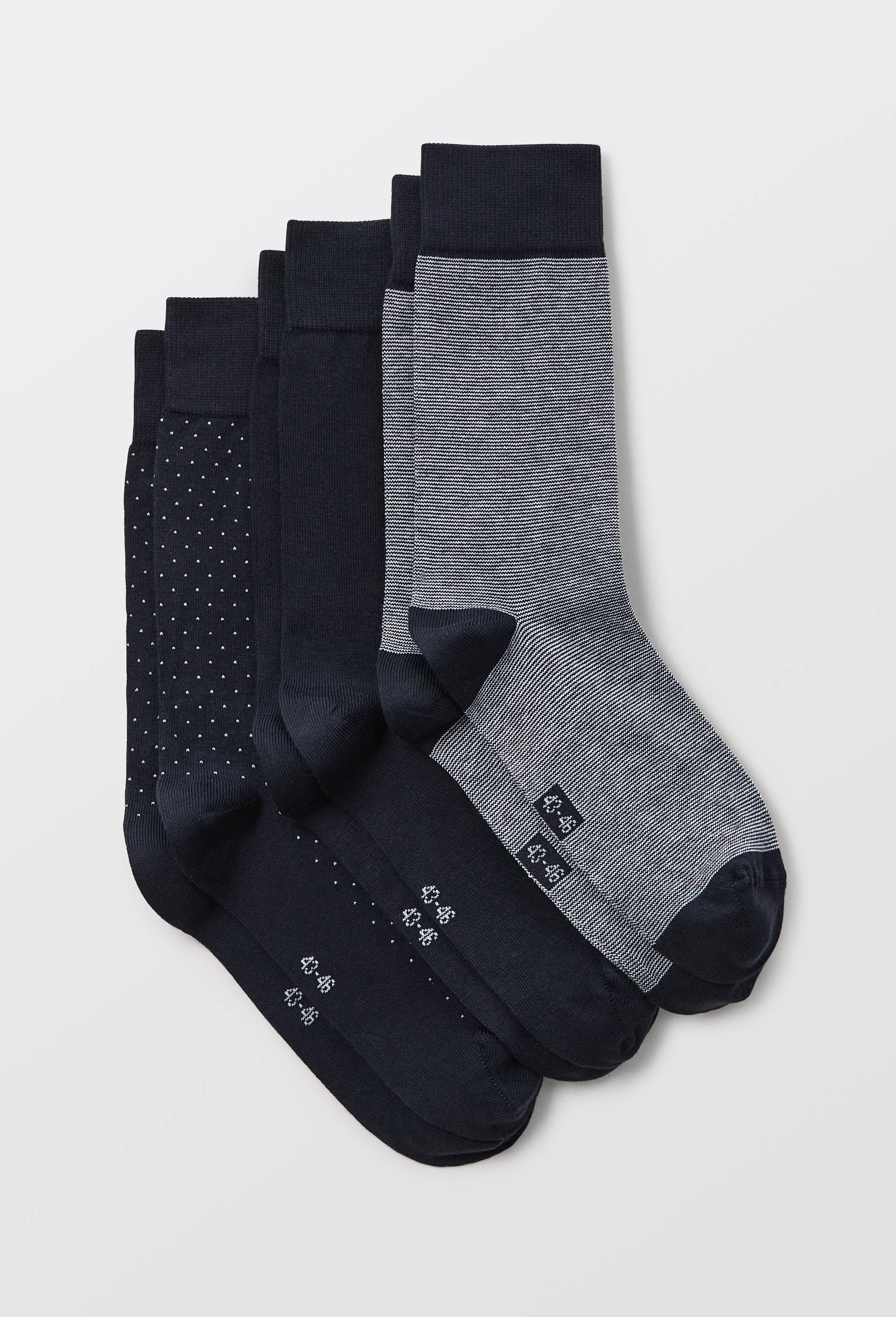 Lot de 3 paires de chaussettes fantaisie en coton, Bleu fonc&eacute;, large image number 0