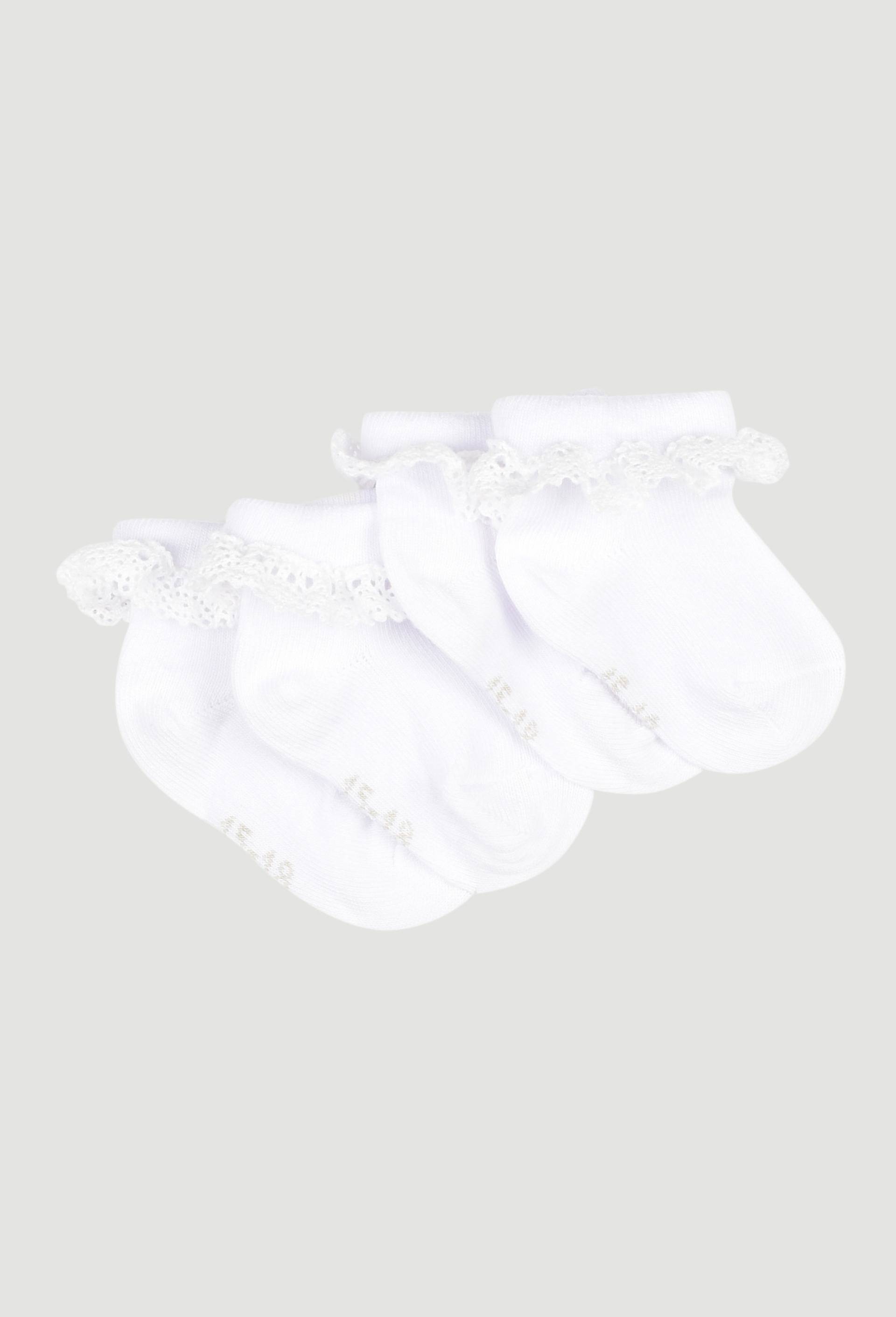 Lot de 2 paires de socquettes en dentelle contenant du coton BIO, Blanc, swatch image