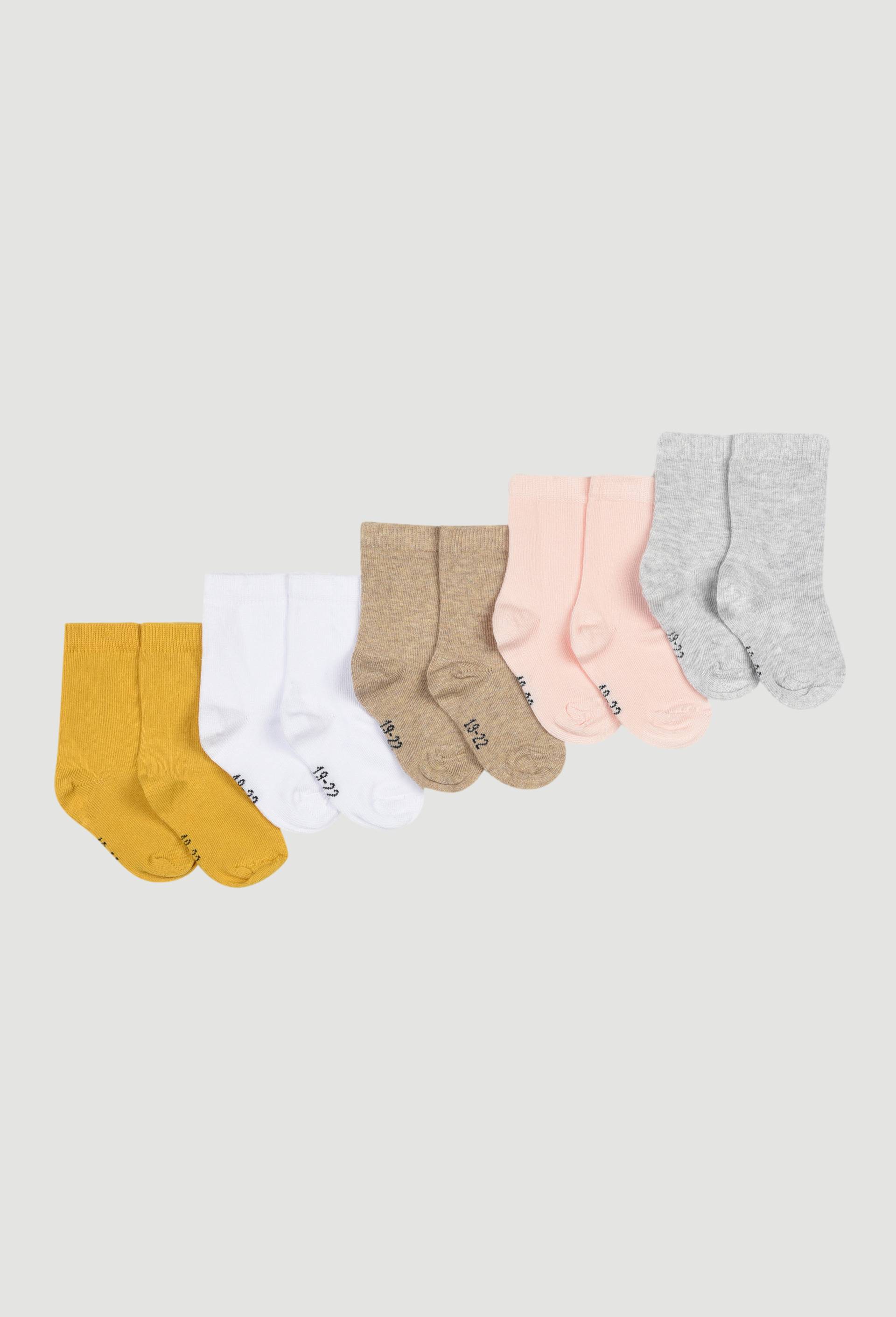 Lot de 5 paires de chaussettes unies contenant du coton BIO, Rose, large image number 0