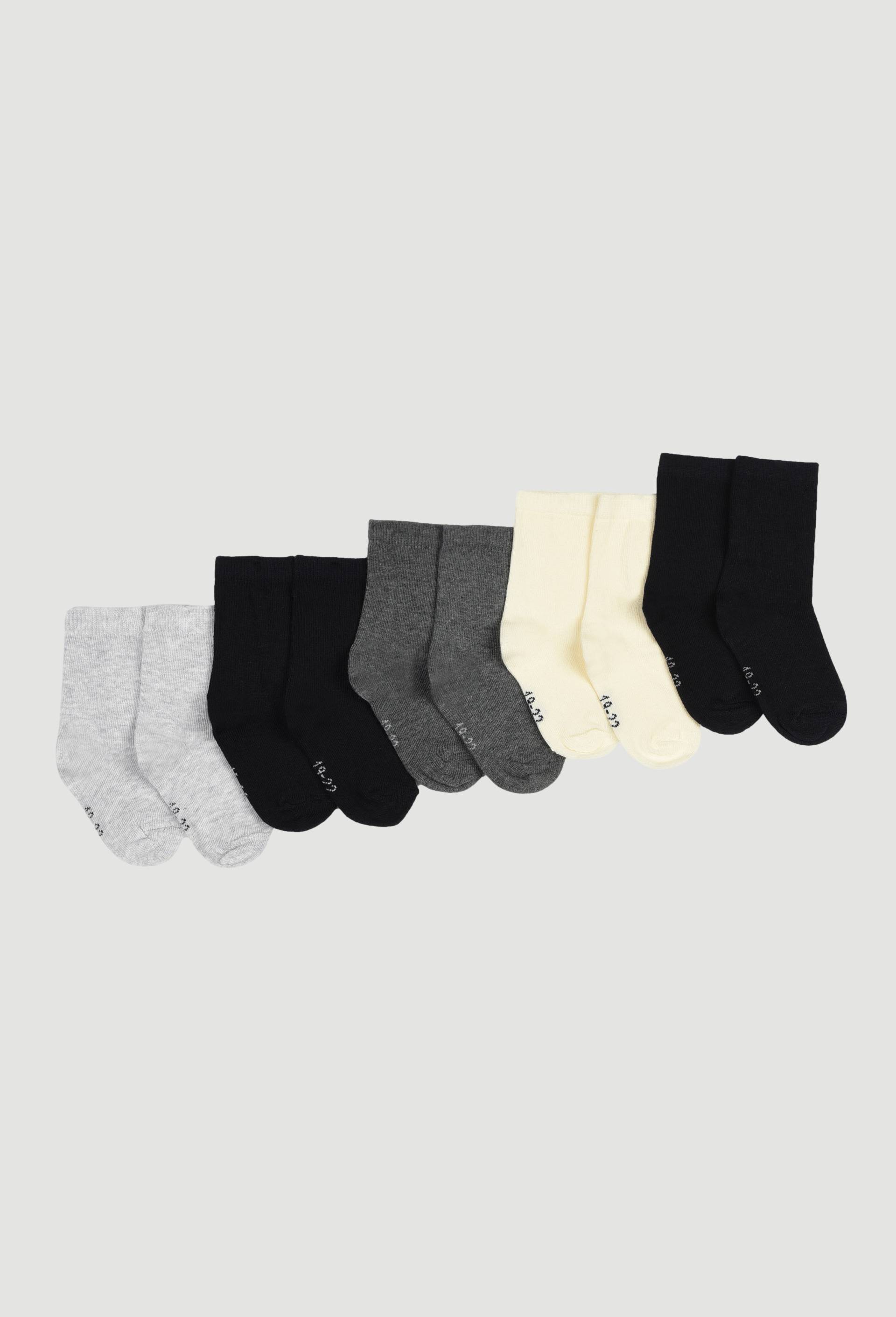 Lot de 5 paires de chaussettes unies contenant du coton BIO, Gris, large image number 0