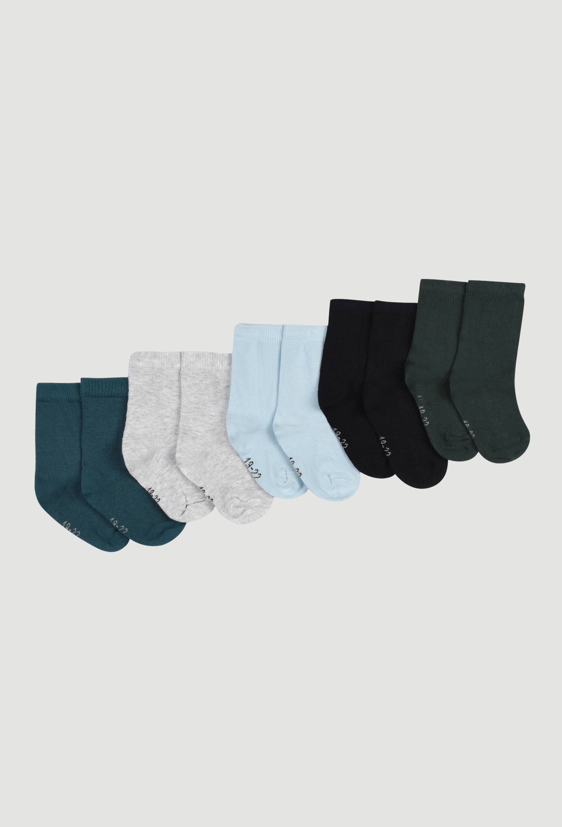 Lot de 5 paires de chaussettes unies contenant du coton BIO, Bleu, large image number 0