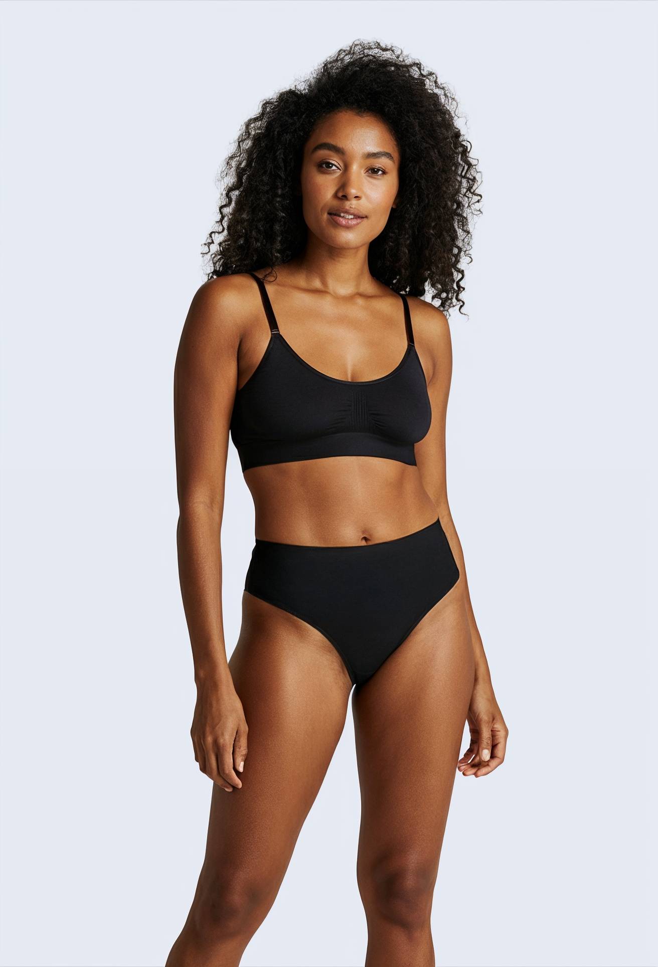Culotte taille haute sans coutures, Noir, swatch image