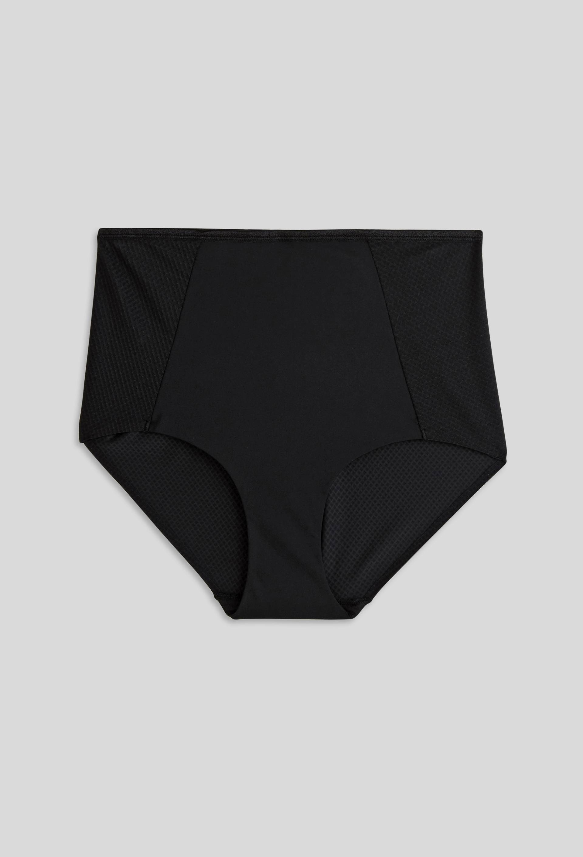 Culotte taille haute ventre plat en microfibre fantaisie, Noir, large image number 2