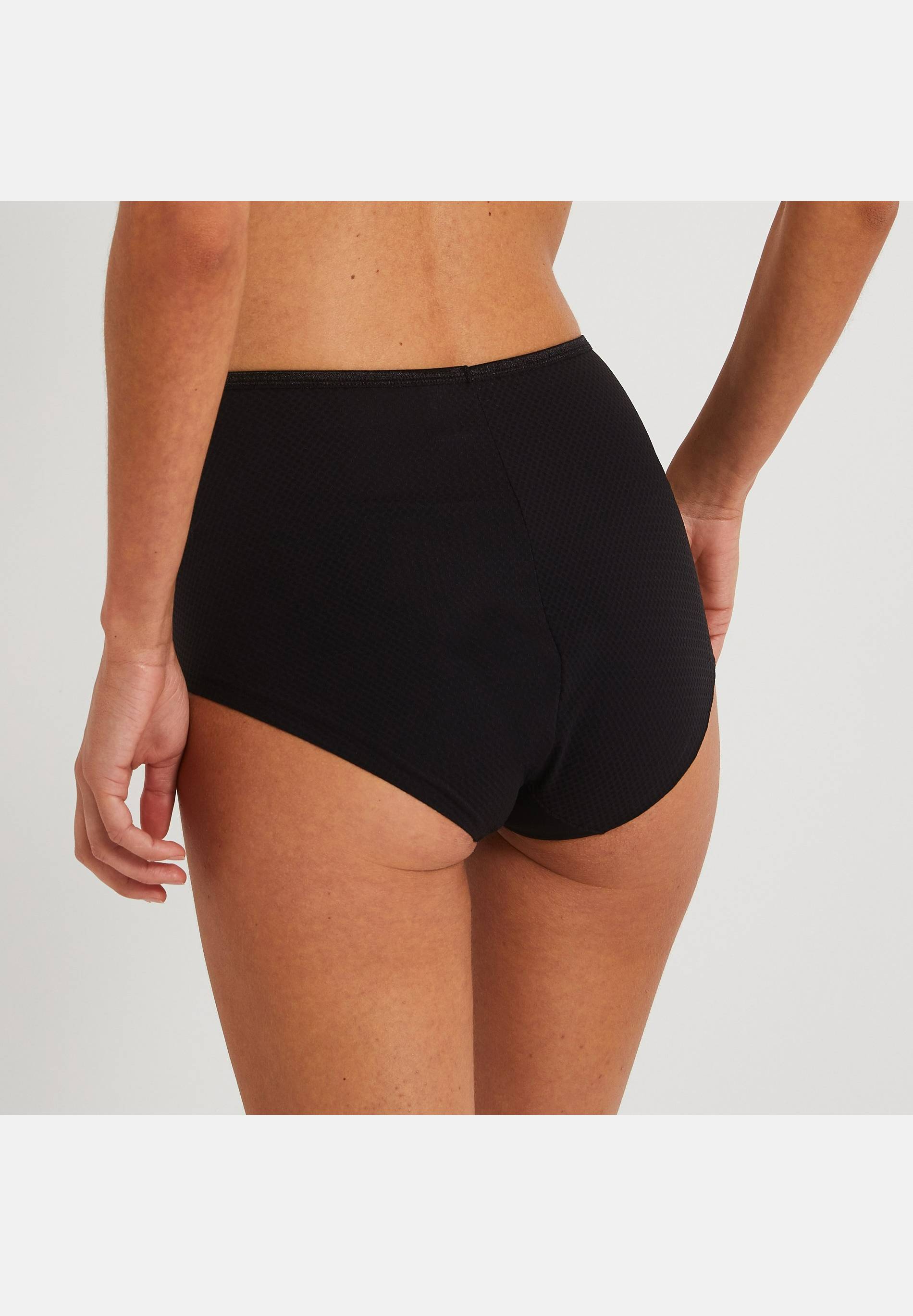 Culotte taille haute ventre plat en microfibre fantaisie, Noir, large image number 4