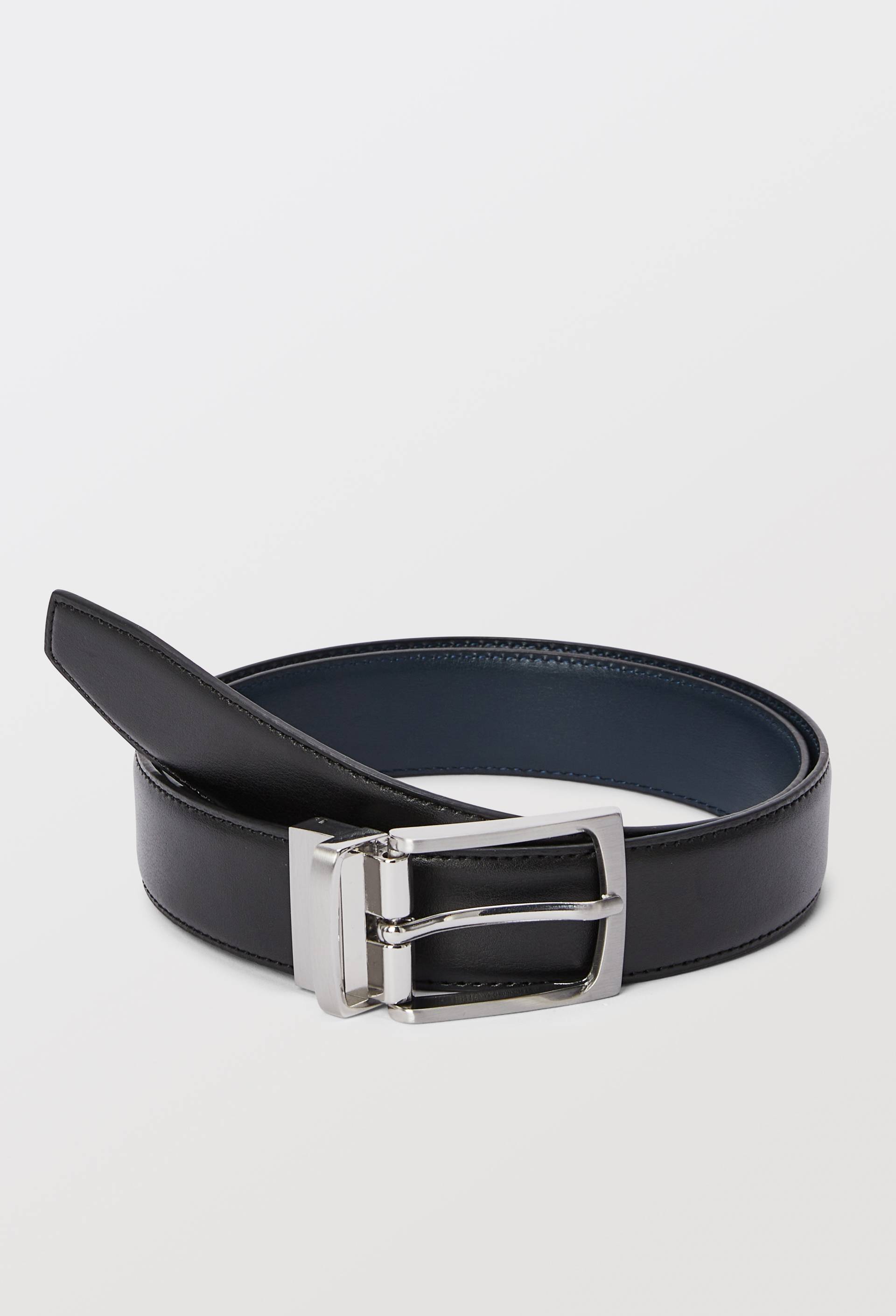 Ceinture r&eacute;versible, Cuir lisse Responsable, Bleu fonc&eacute;, swatch image