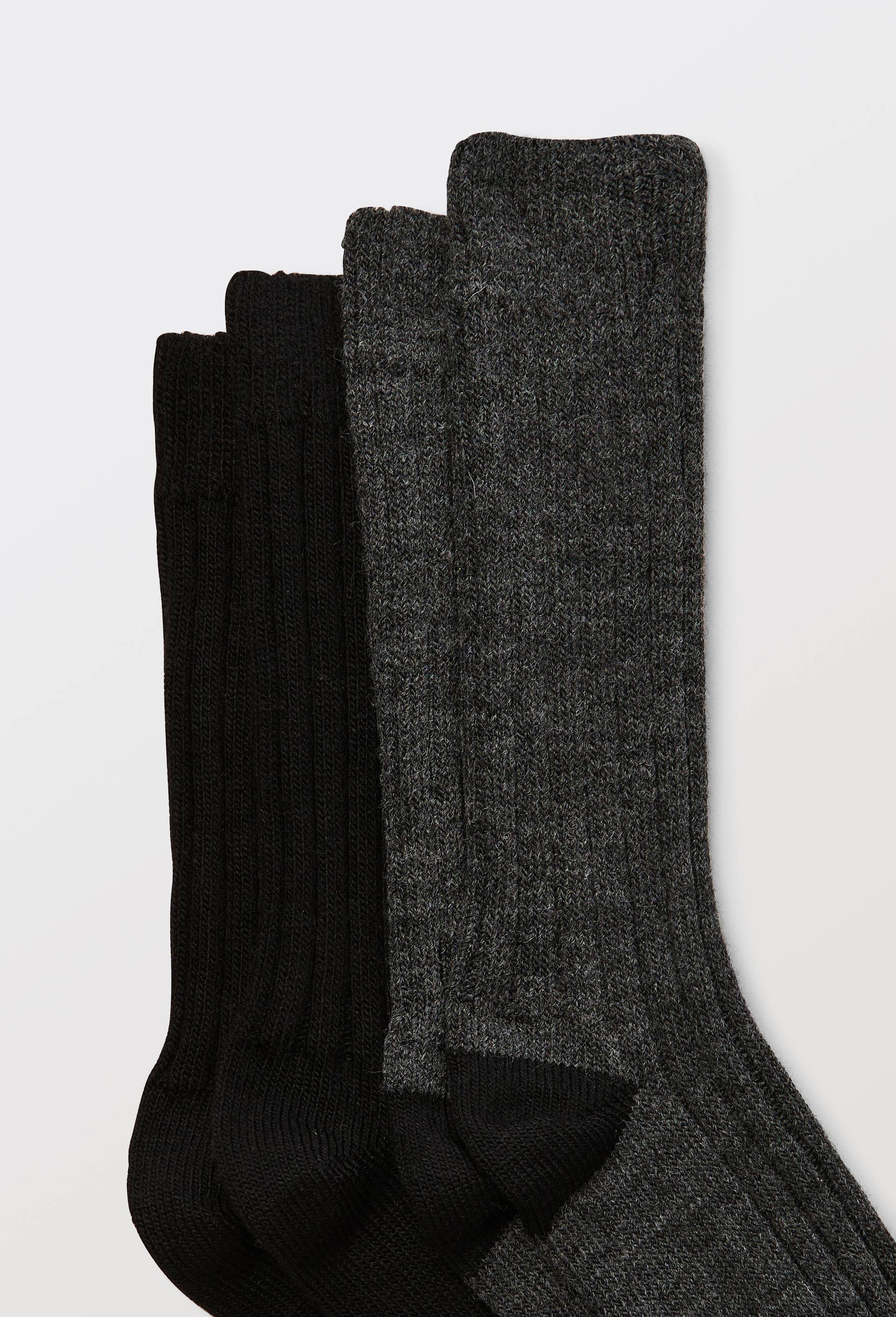Lot de 2 paires de chaussettes &agrave; cotes en laine, Gris, large image number 0