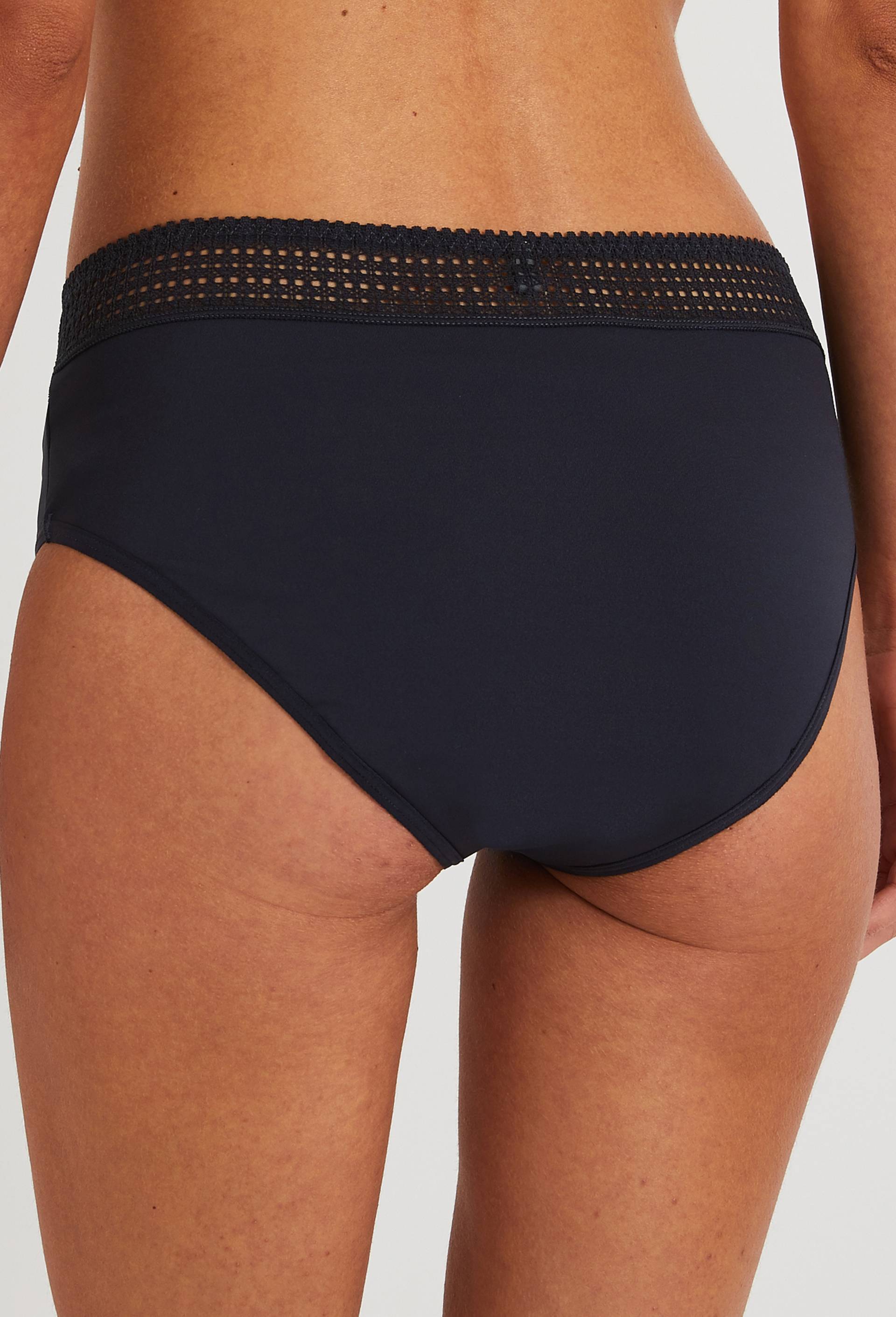 Culotte menstruelle en microfibre et dentelle, Bleu fonc&eacute;, large image number 1