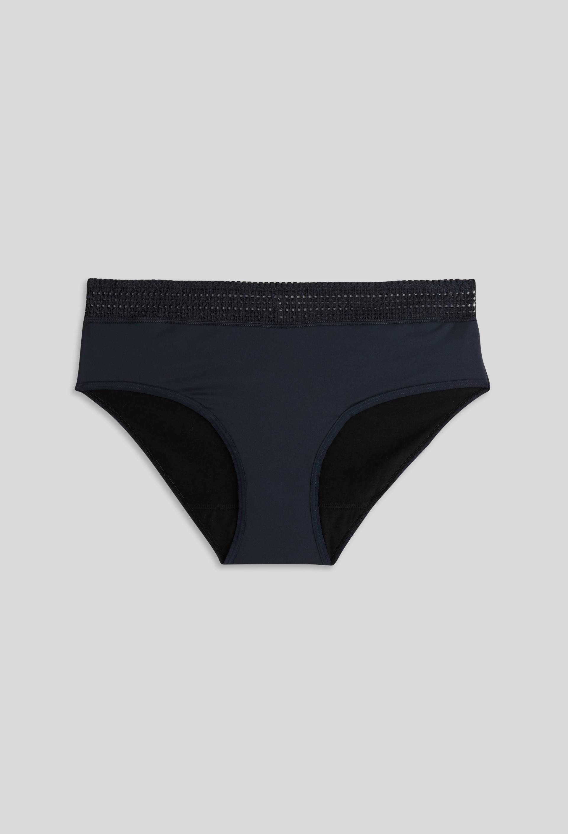 Culotte menstruelle en microfibre et dentelle, Bleu fonc&eacute;, large image number 2