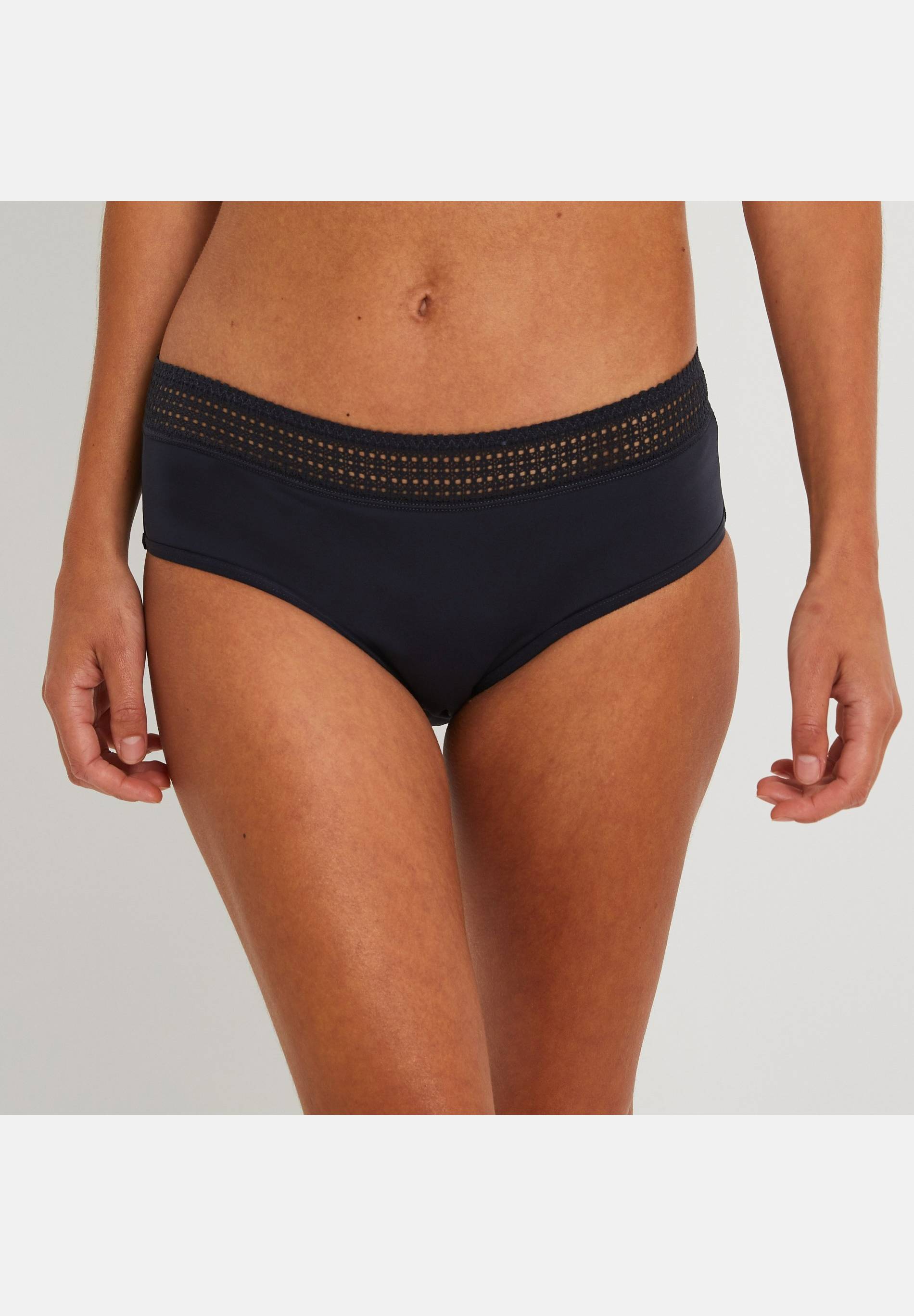 Culotte menstruelle en microfibre et dentelle, Bleu fonc&eacute;, large image number 3