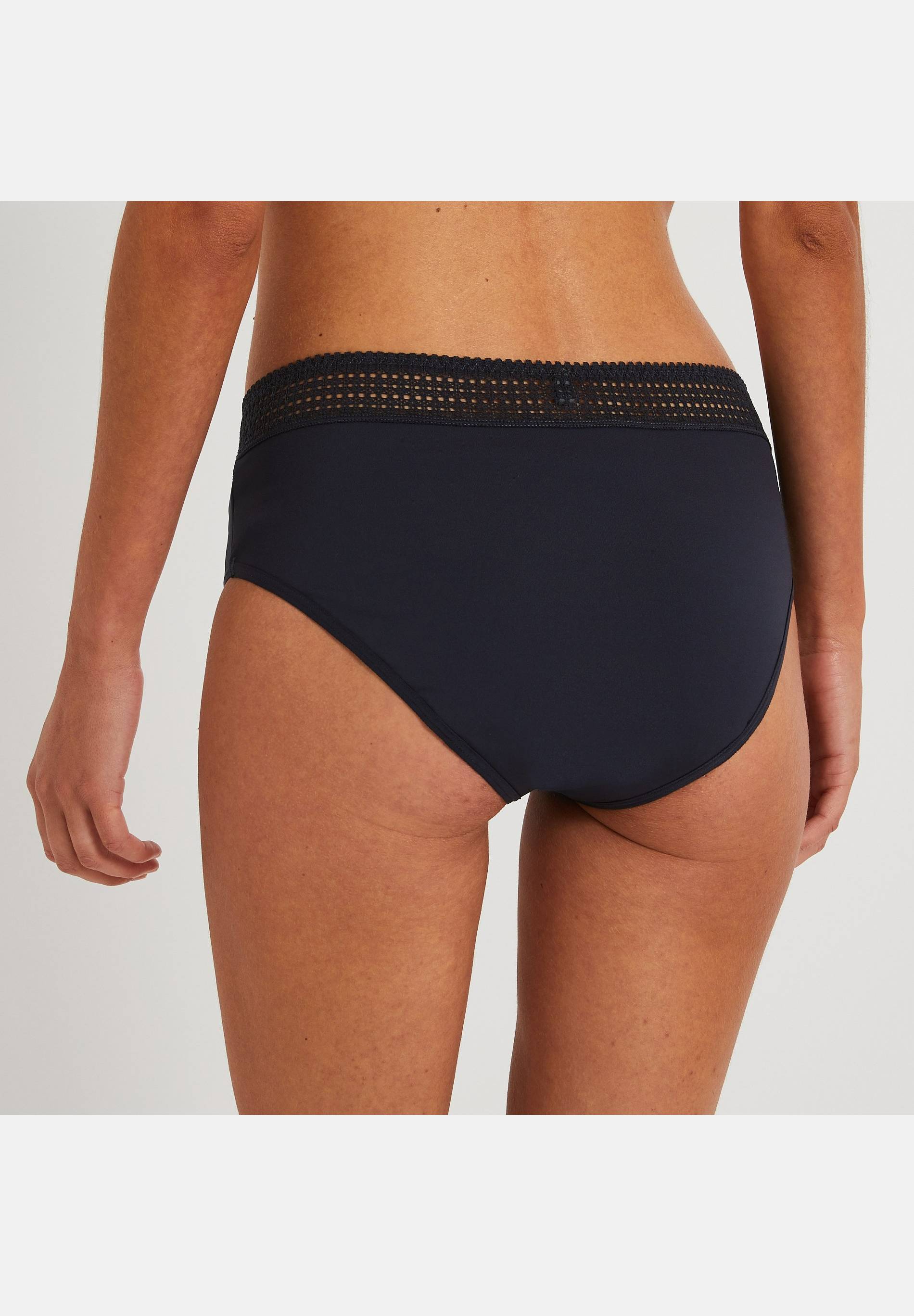 Culotte menstruelle en microfibre et dentelle, Bleu fonc&eacute;, large image number 4