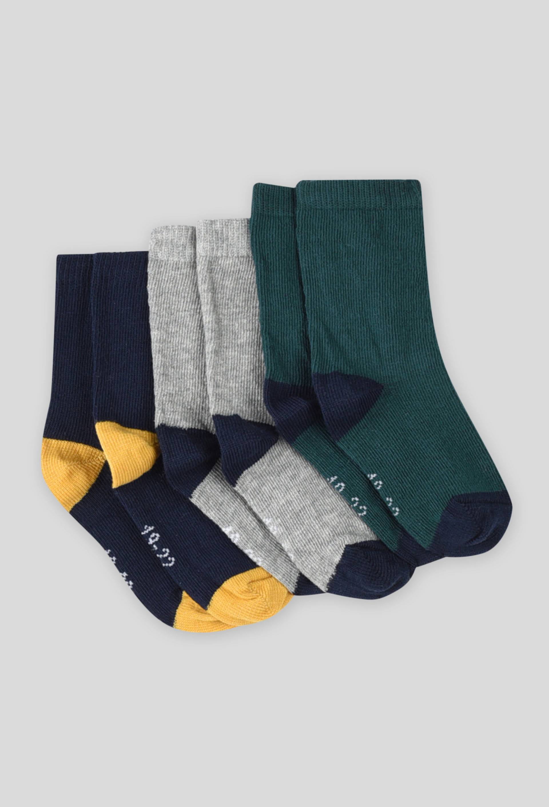 Lot de 3 paires de chaussettes contenant du coton BIO, Vert fonc&eacute;, large image number 0