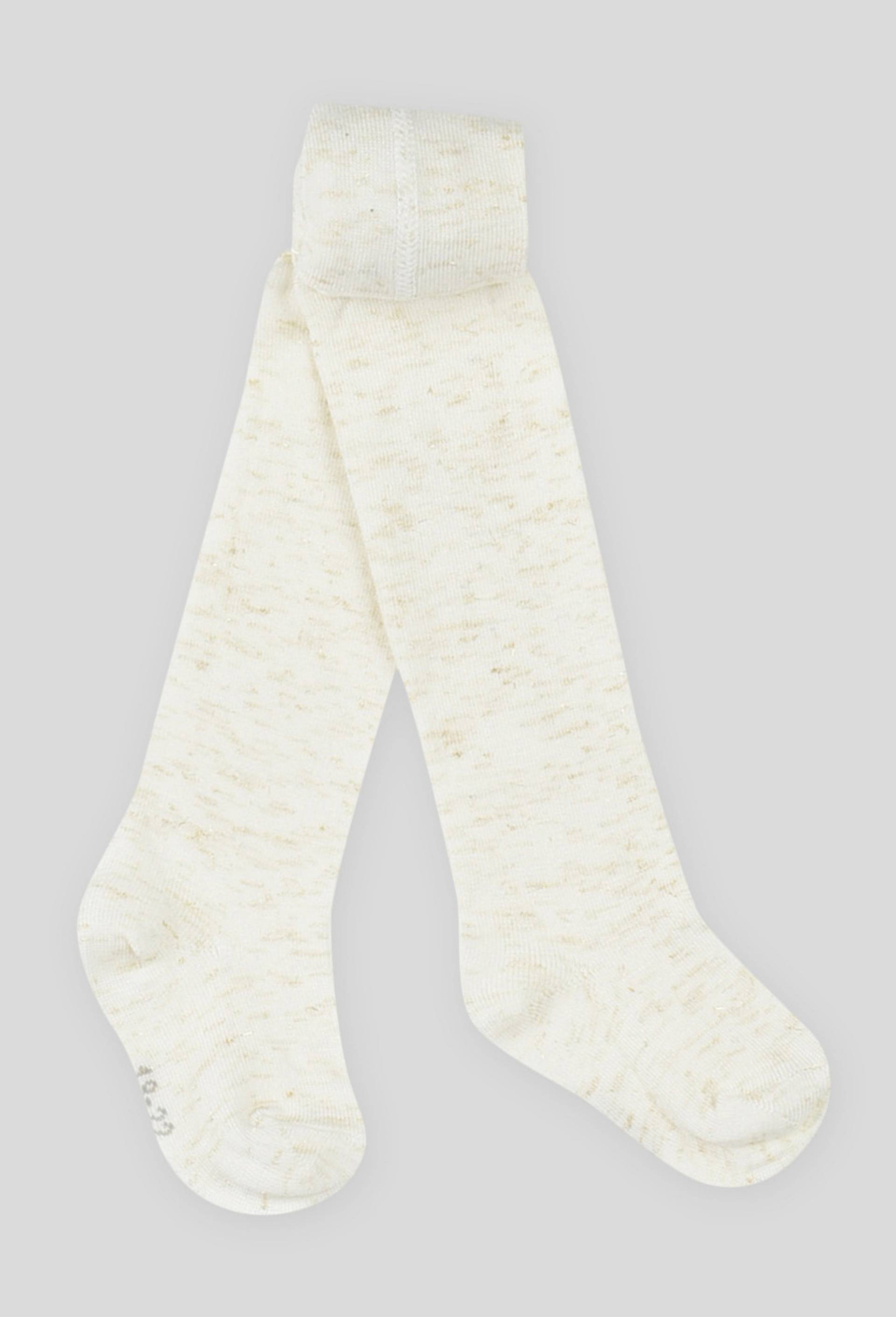 Collant à motifs brillant contenant du coton BIO, Ecru, swatch image