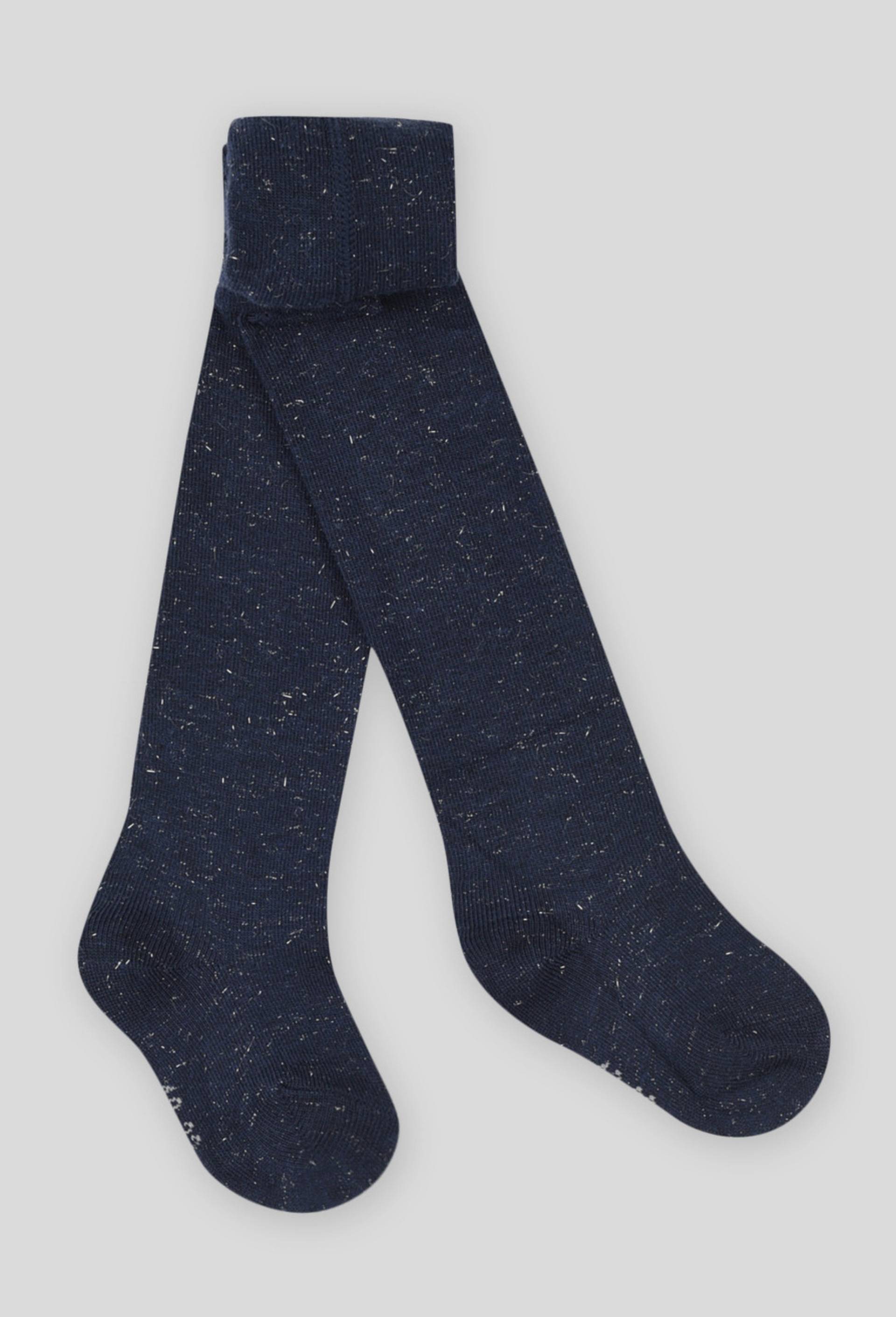 Collant à motifs brillant contenant du coton BIO, Bleu foncé, swatch image